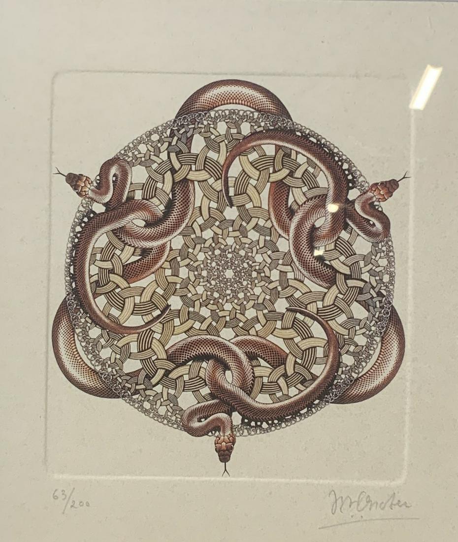 ATTR MC ESCHER Signed Lithograph of Snake Knot (1 of 12)