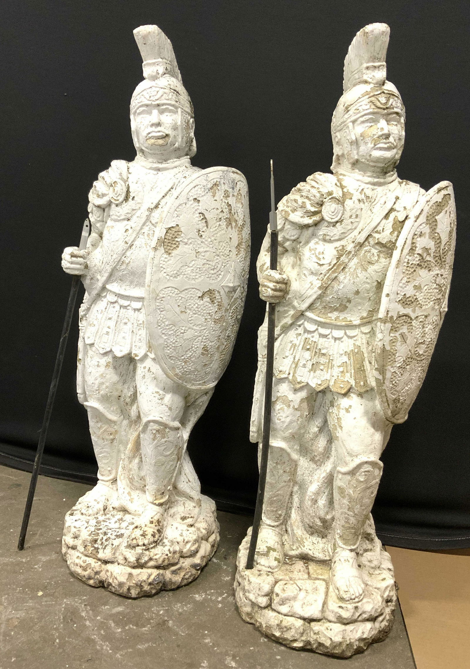 Pair Spartan Soldier Cement Garden Statuaries (1 of 10)