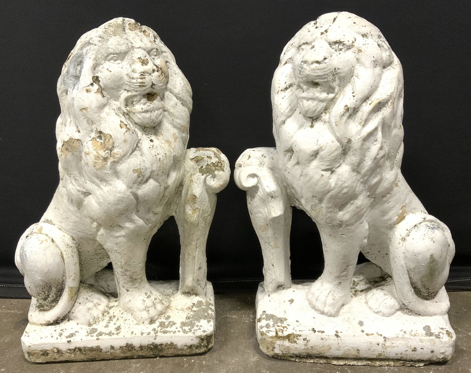 Pair Cement Lion Garden Statuaries (1 of 10)
