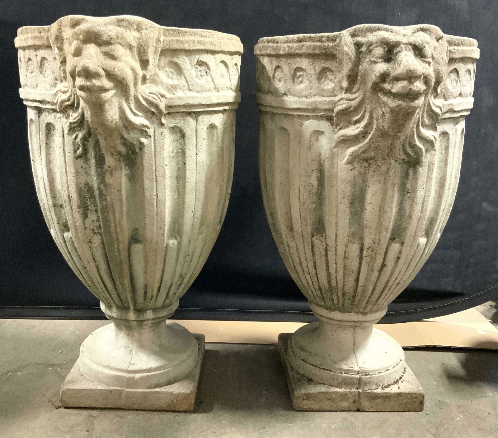 Pair CAMPANIA INTERNATIONAL Gargoyle Cement Urns (1 of 10)