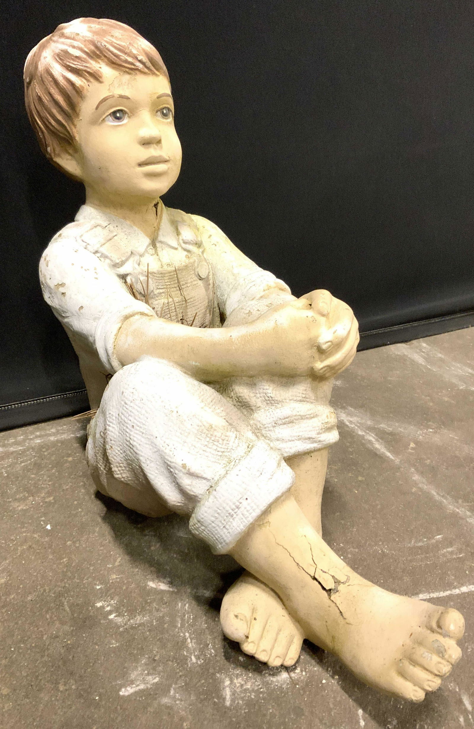 Painted Seated Male Child Garden Statuary (1 of 10)