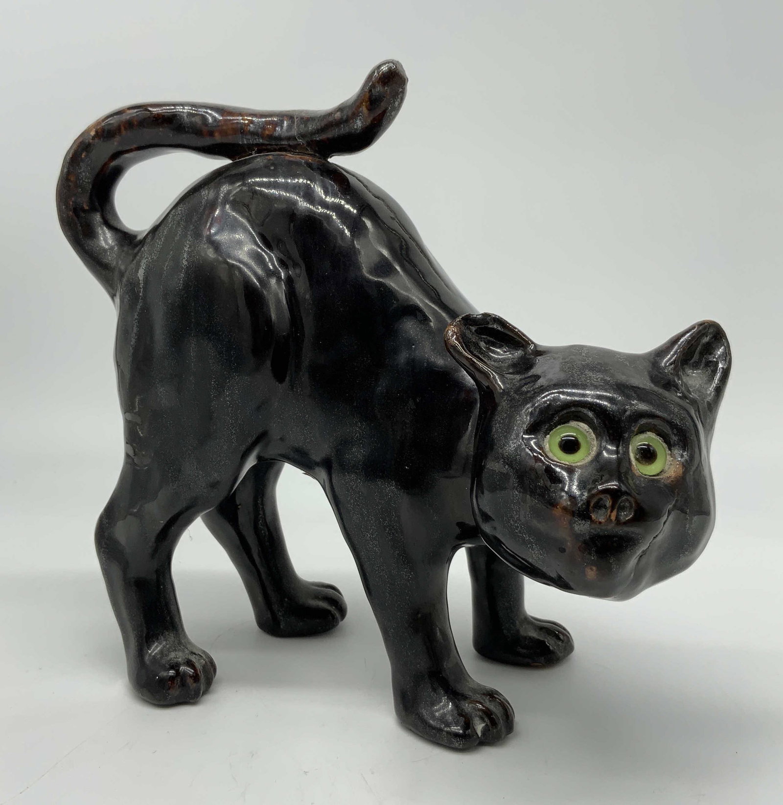 Vintage Ceramic Cat with Glass Eyes Figurine (1 of 11)