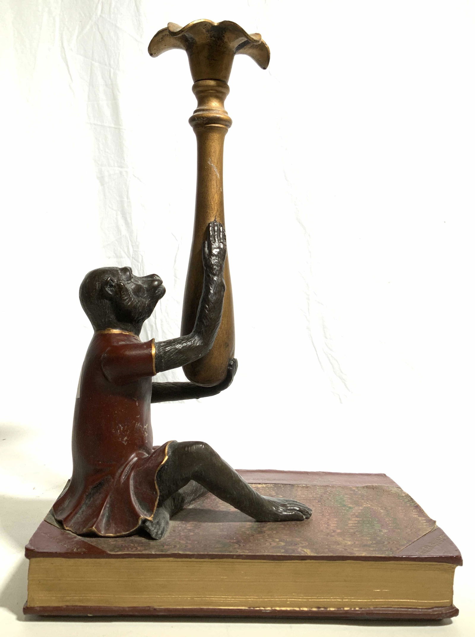 Pair Vintage Wooden Monkey On Books Candlesticks (1 of 11)