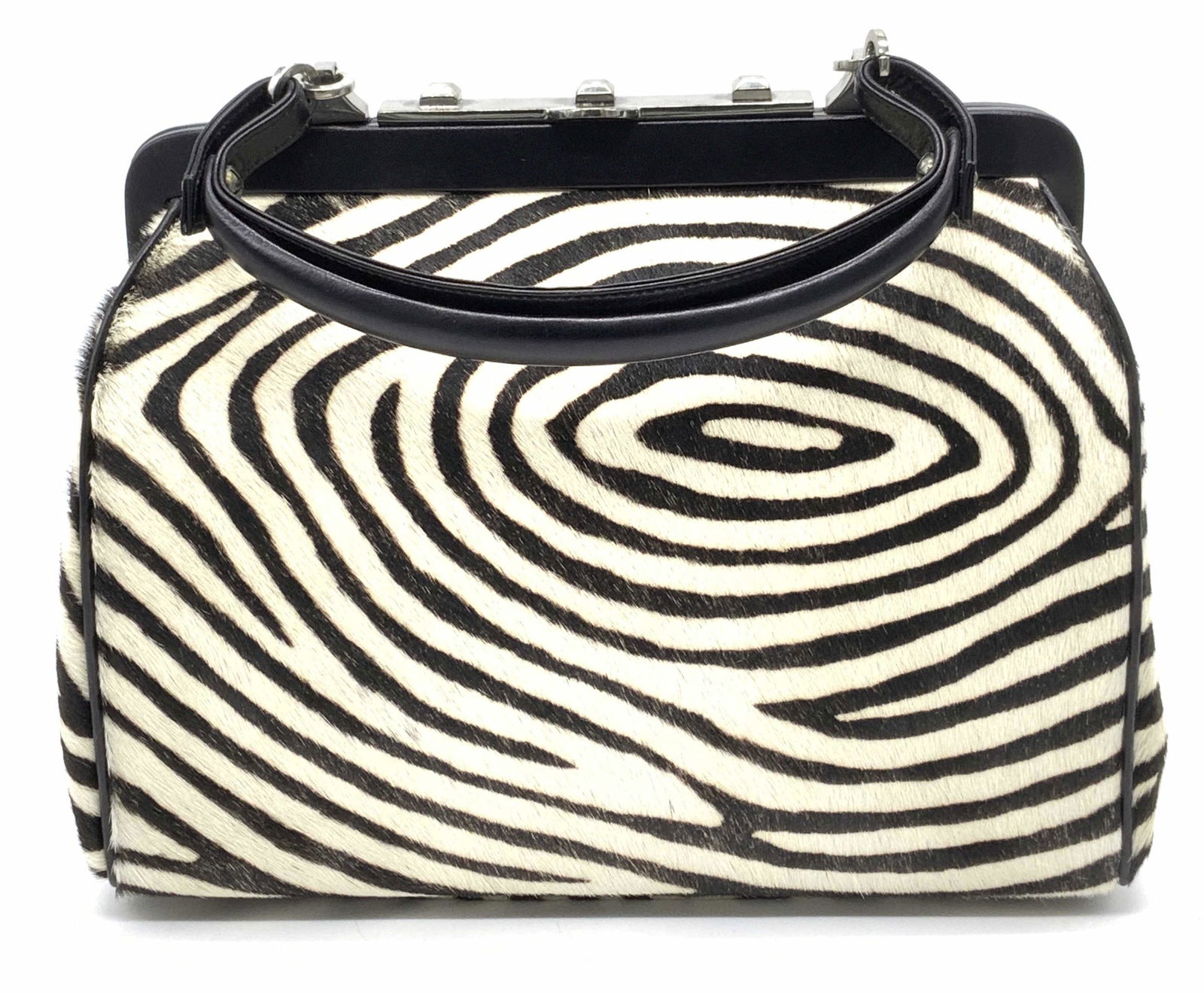 LOEWE Zebra Print Fur Kisslock Handbag (1 of 8)