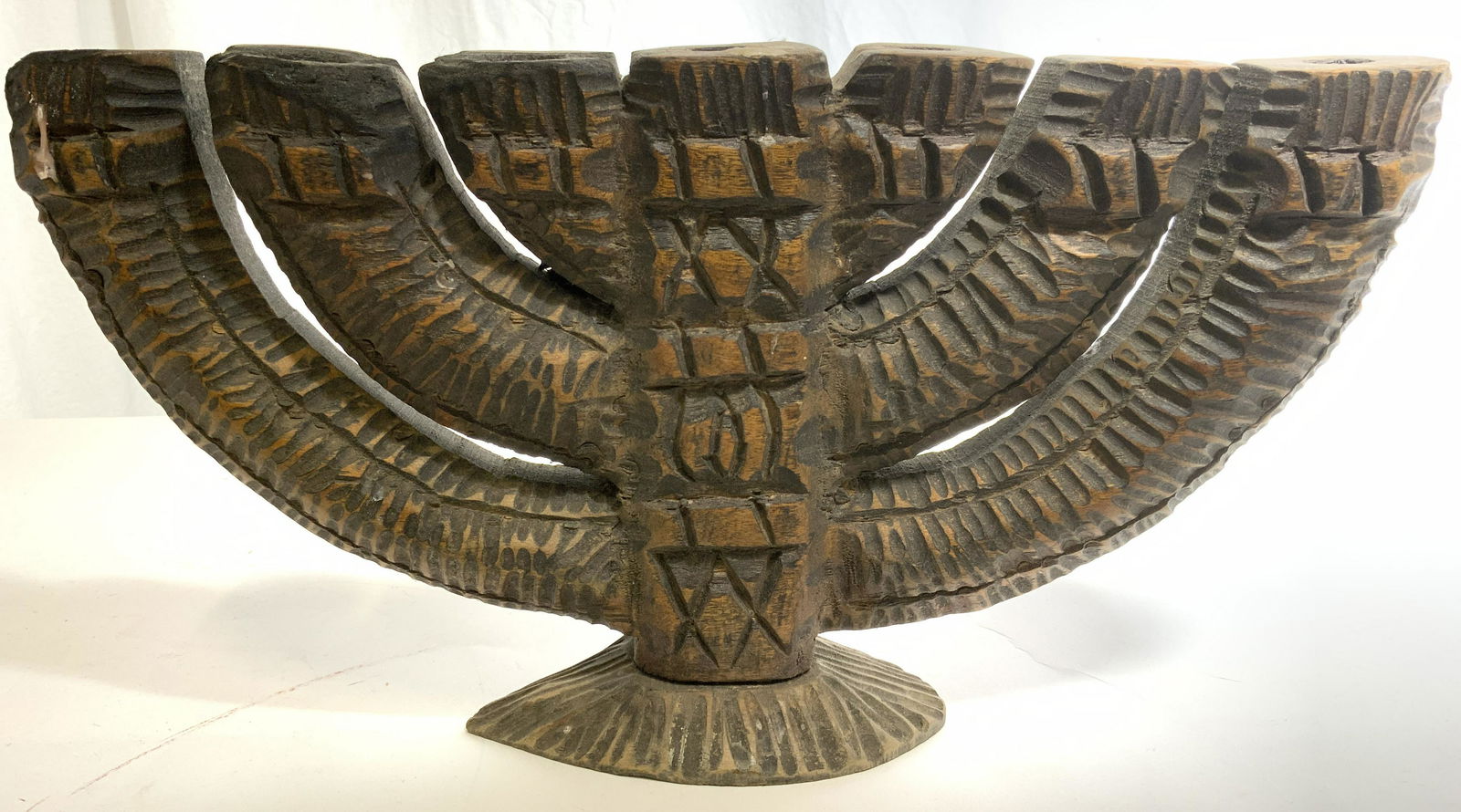 Signed Vntg Carved Wooden Tribal Style Candelabra (1 of 10)