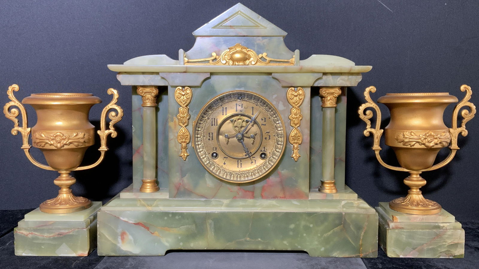 Antique Ansonia Marble Mantle Clock Garniture Set (1 of 19)