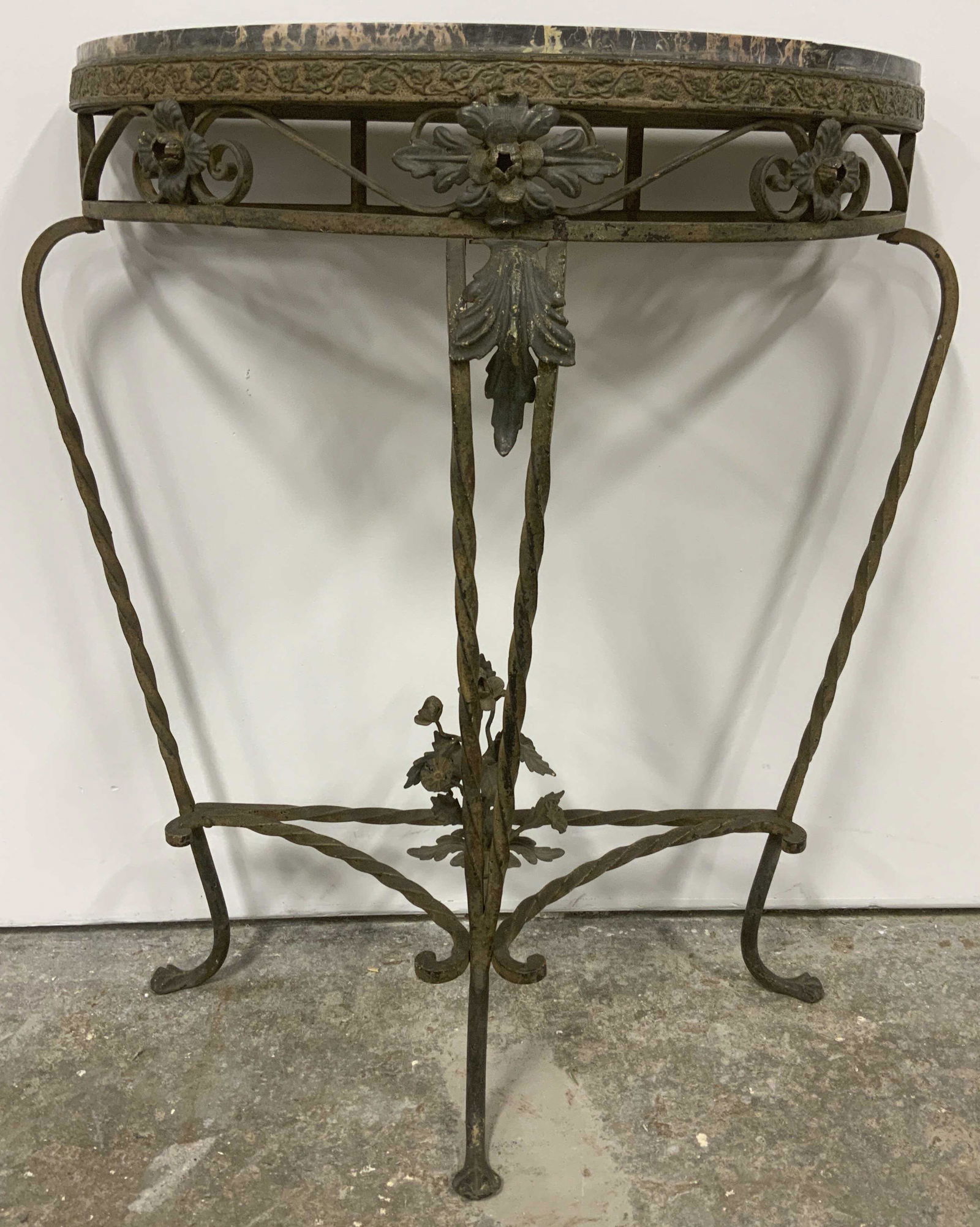 Vintage Marble Topped Demilune Side Table (1 of 12)