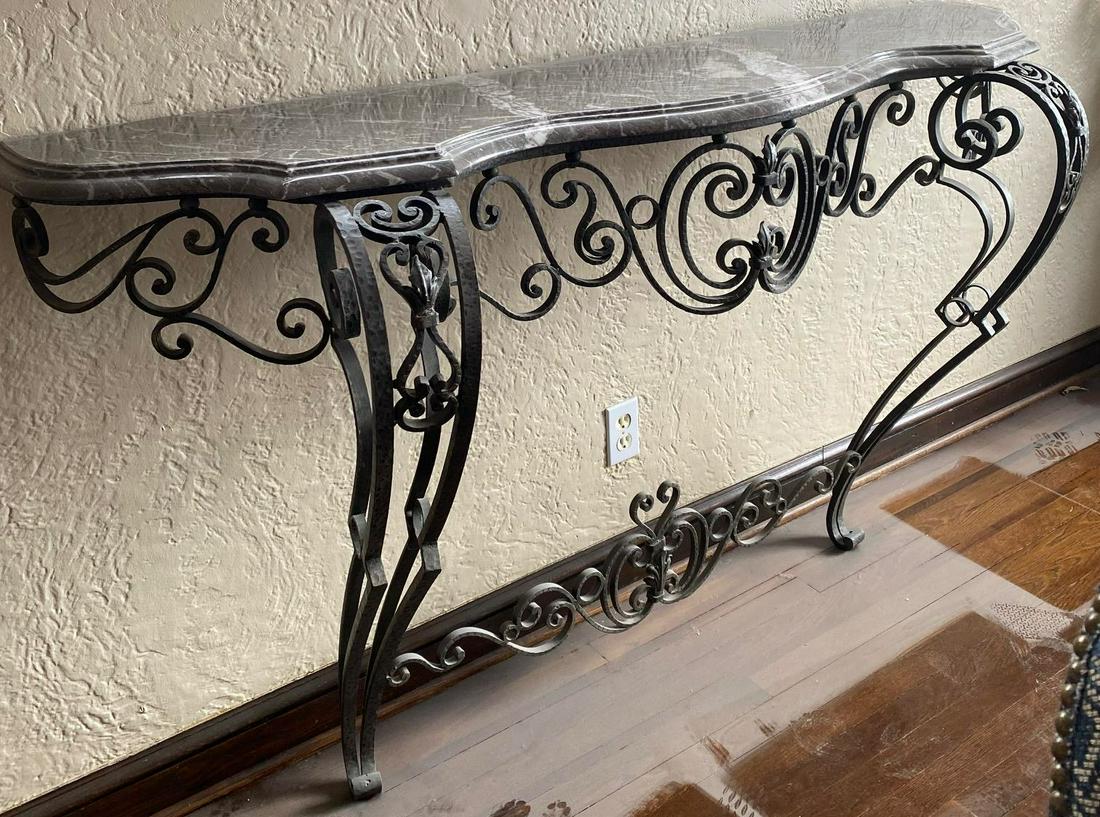 Marble & Wrought Iron Console Table (1 of 17)