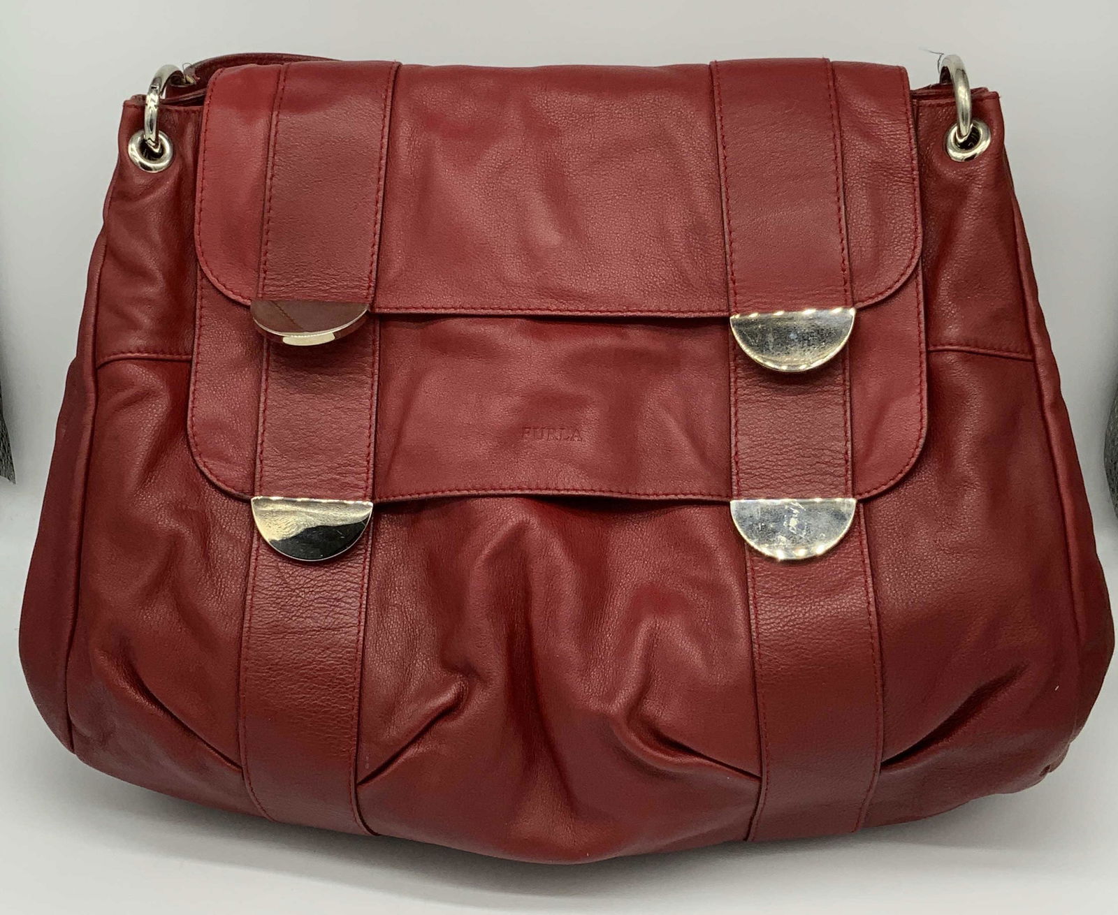 FURLA Red Leather Shoulder Bag, Italy (1 of 9)