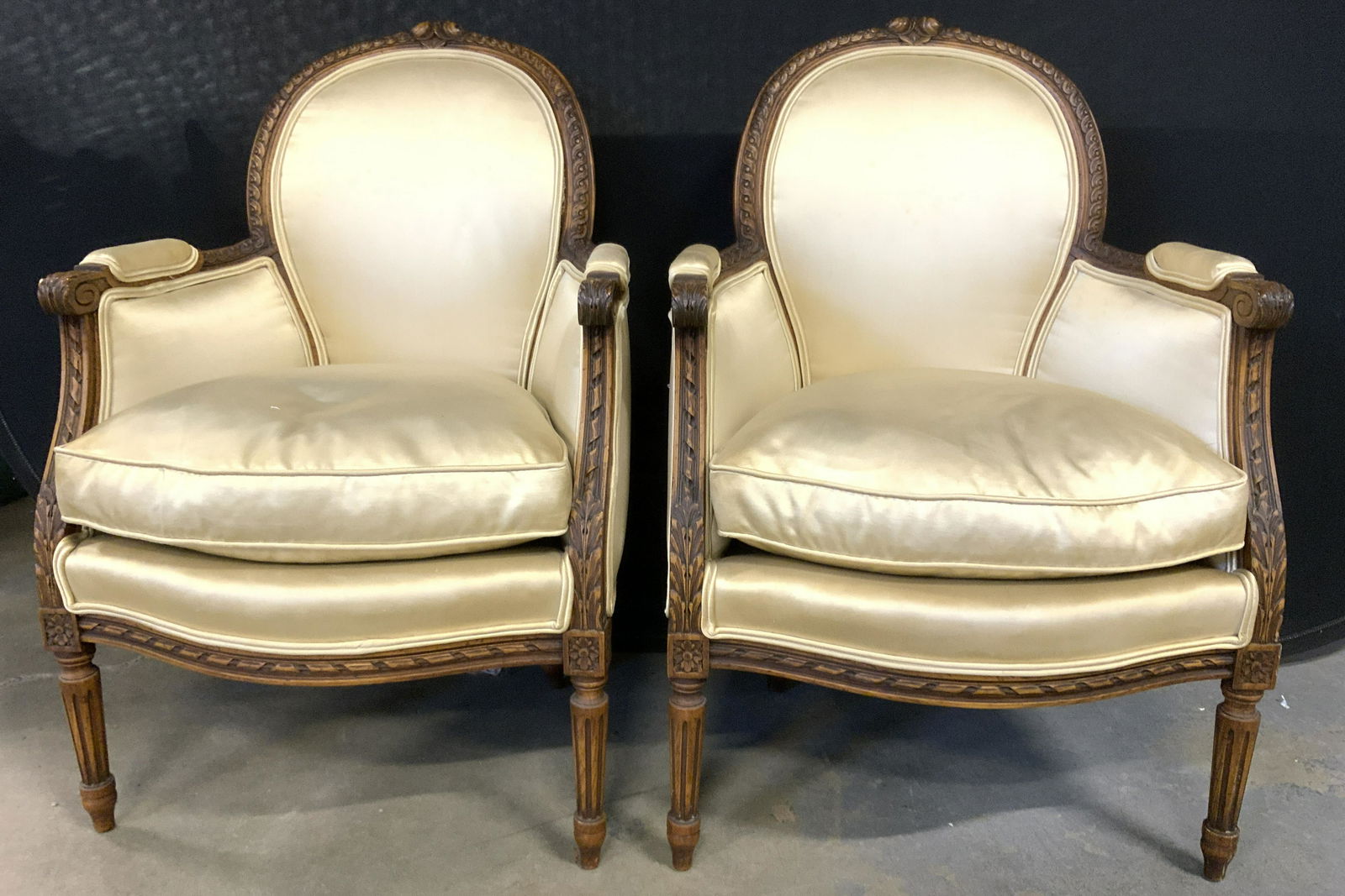 Pair Louis XV Upholstered Wooden Bergere Chairs (1 of 11)