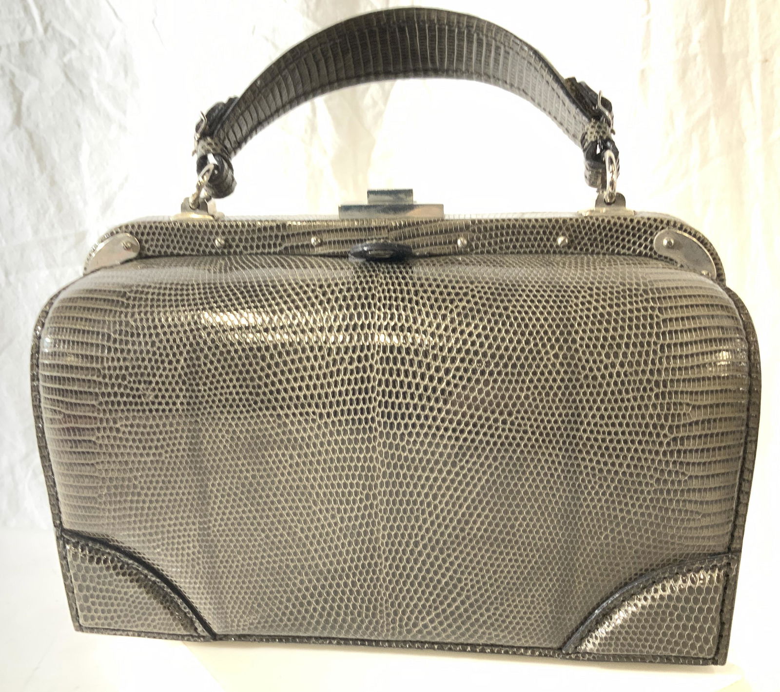 LEDERER Snakeskin Top Handle Purse, France (1 of 8)