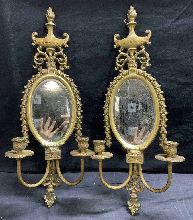 PAIR Mirror & Brass Candle Scones (1 of 8)