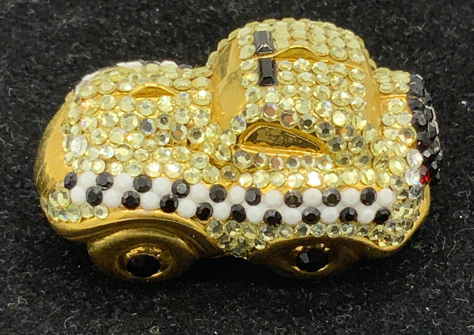 Rhinestone & GOLD Tn Taxi Car Trinket Box, Italy (1 of 8)