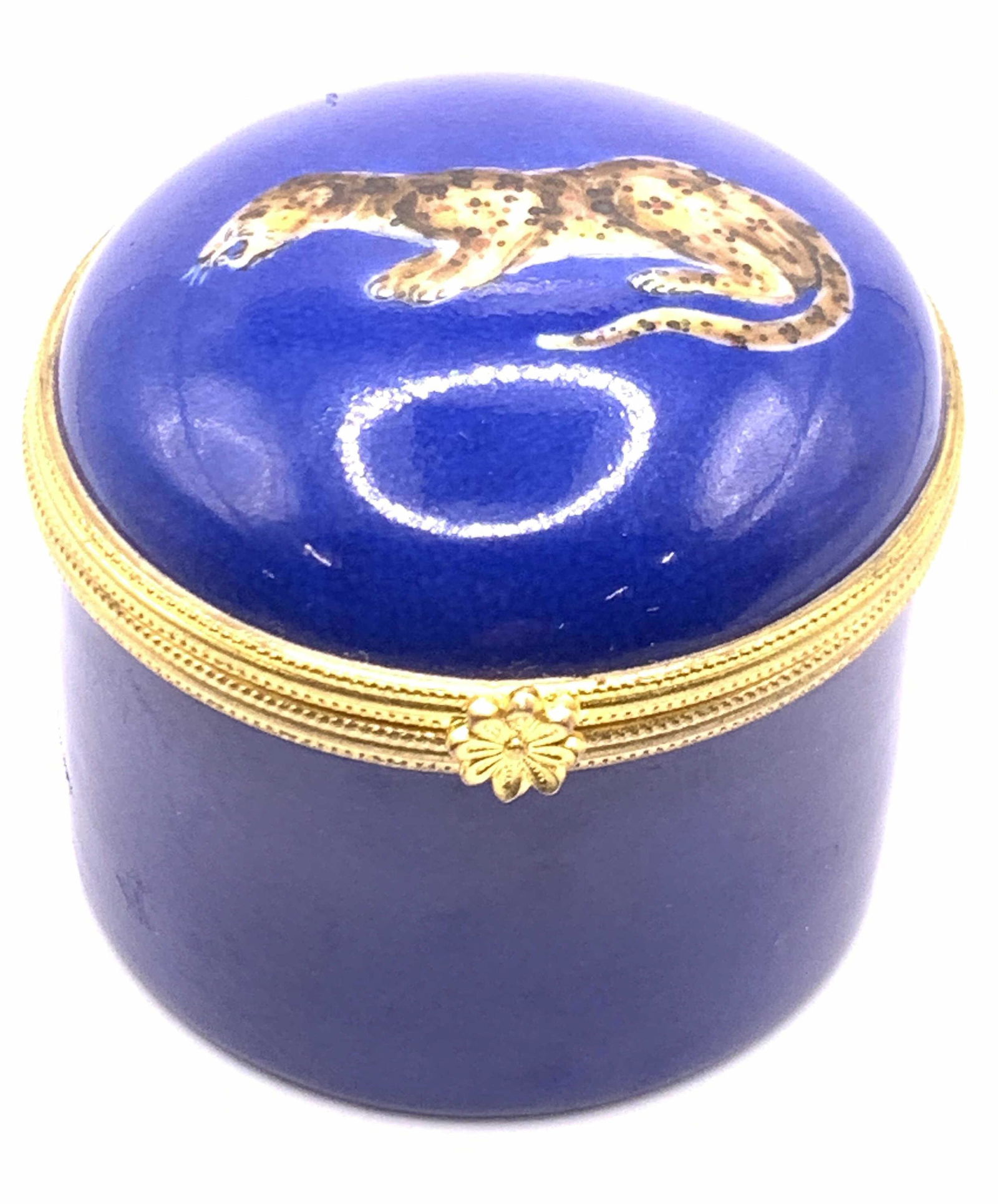 Vintage Limoges Cobalt Blue Trinket Pill Box (1 of 8)
