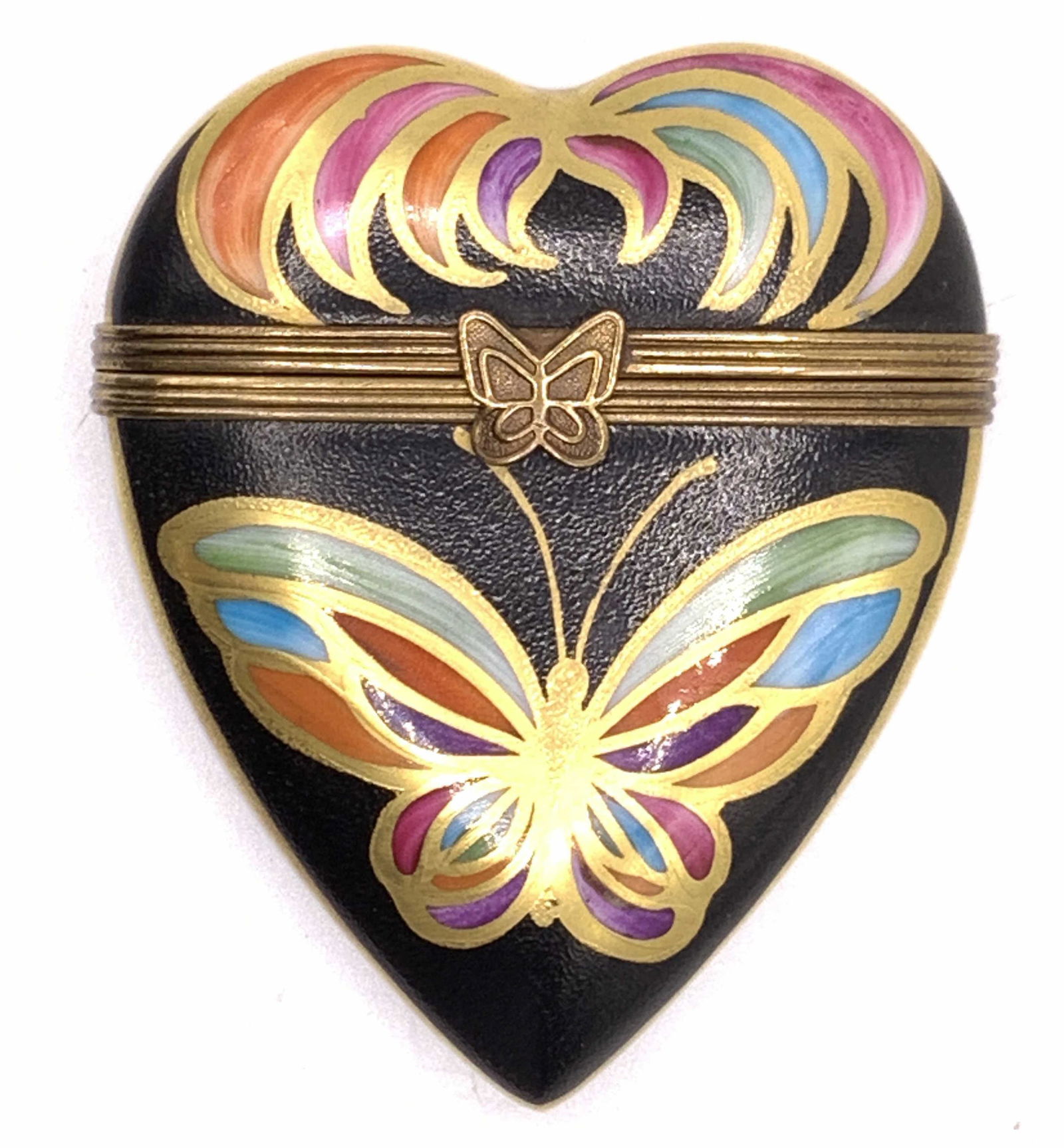 Limoges Heart Shaped Butterfly Trinket Pill Box (1 of 8)