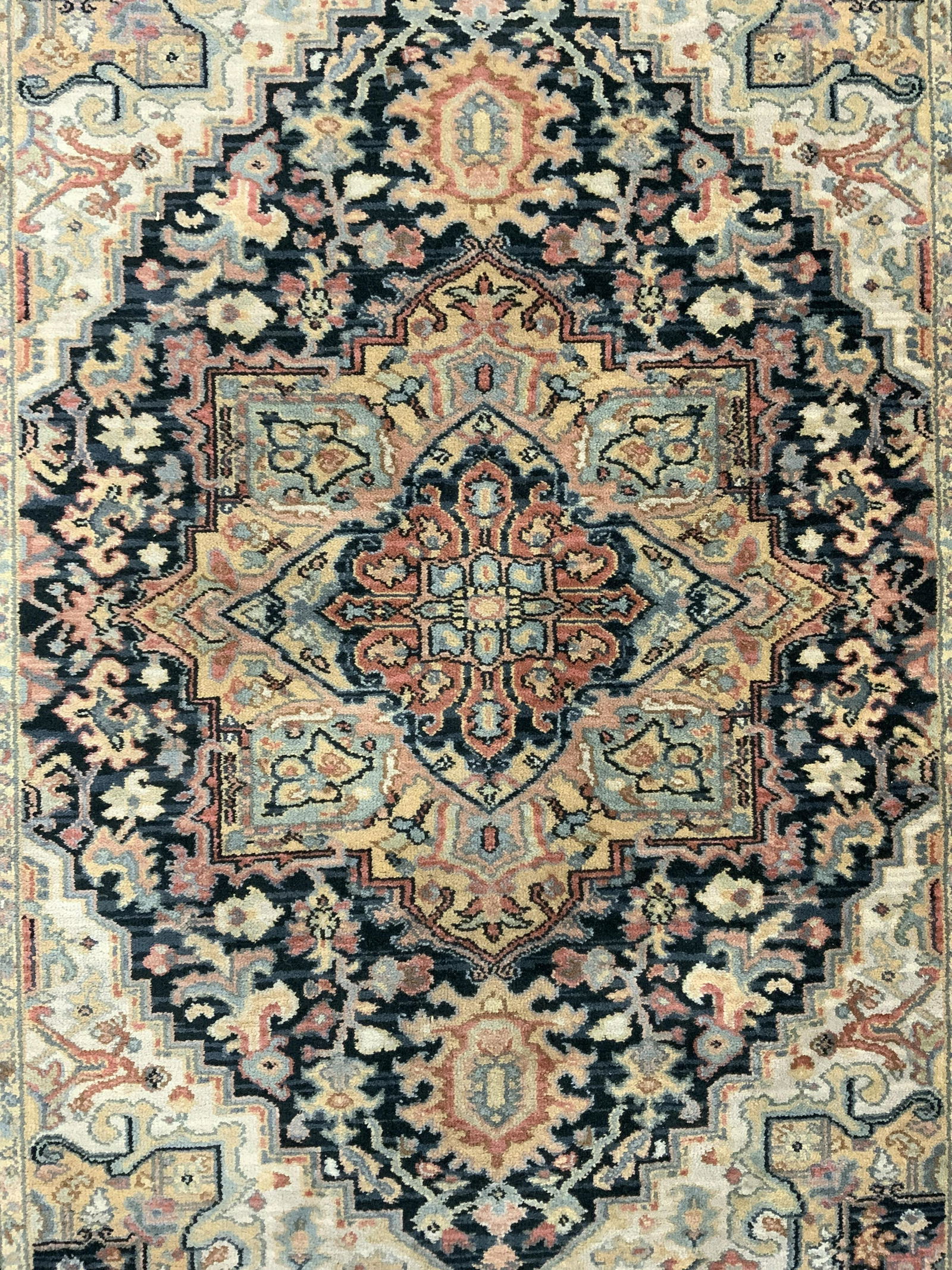 KARASTAN Navy HERIZ Handmade Wool Rug (1 of 10)