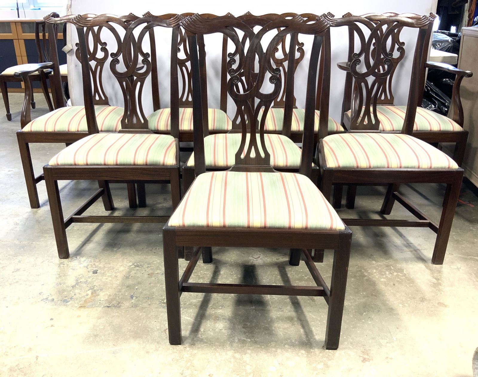 Set 8 Chippendale Style Wooden Dining Chairs (1 of 13)
