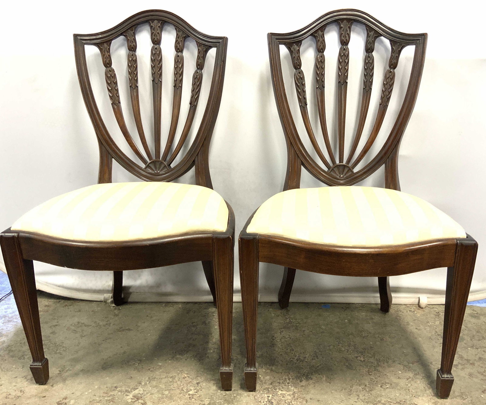 Pair Vintage Wooden Shield Back Side Chairs (1 of 14)