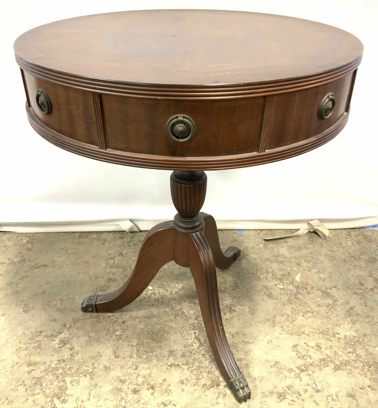 Vintage Pedestaled Circular Wooden Drawer Table (1 of 11)