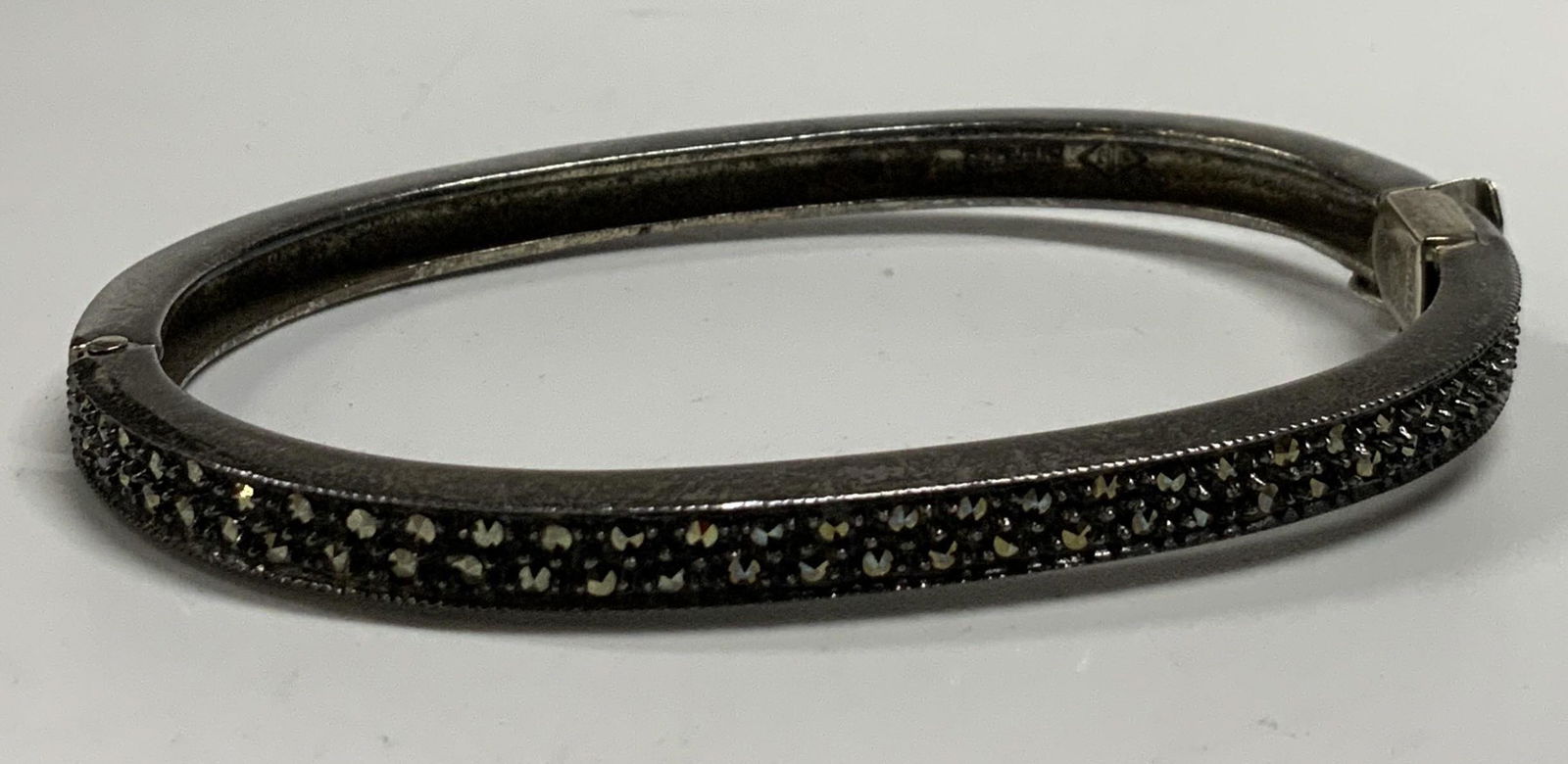 Sterling Wrist Cuff Bracelet with Crystals (1 of 6)