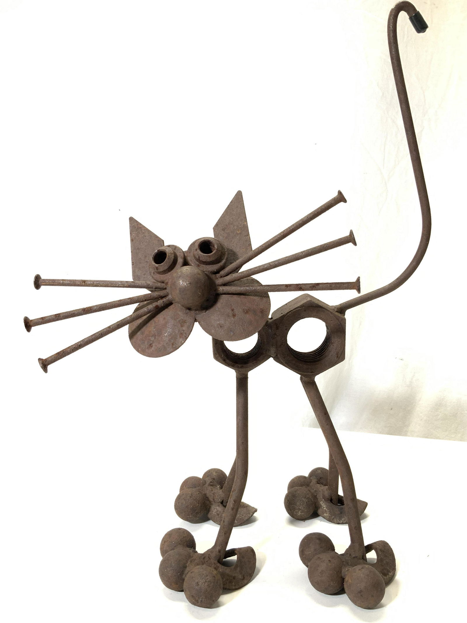 Hand Crafted Iron Bolts Cat Sculpture (1 of 8)