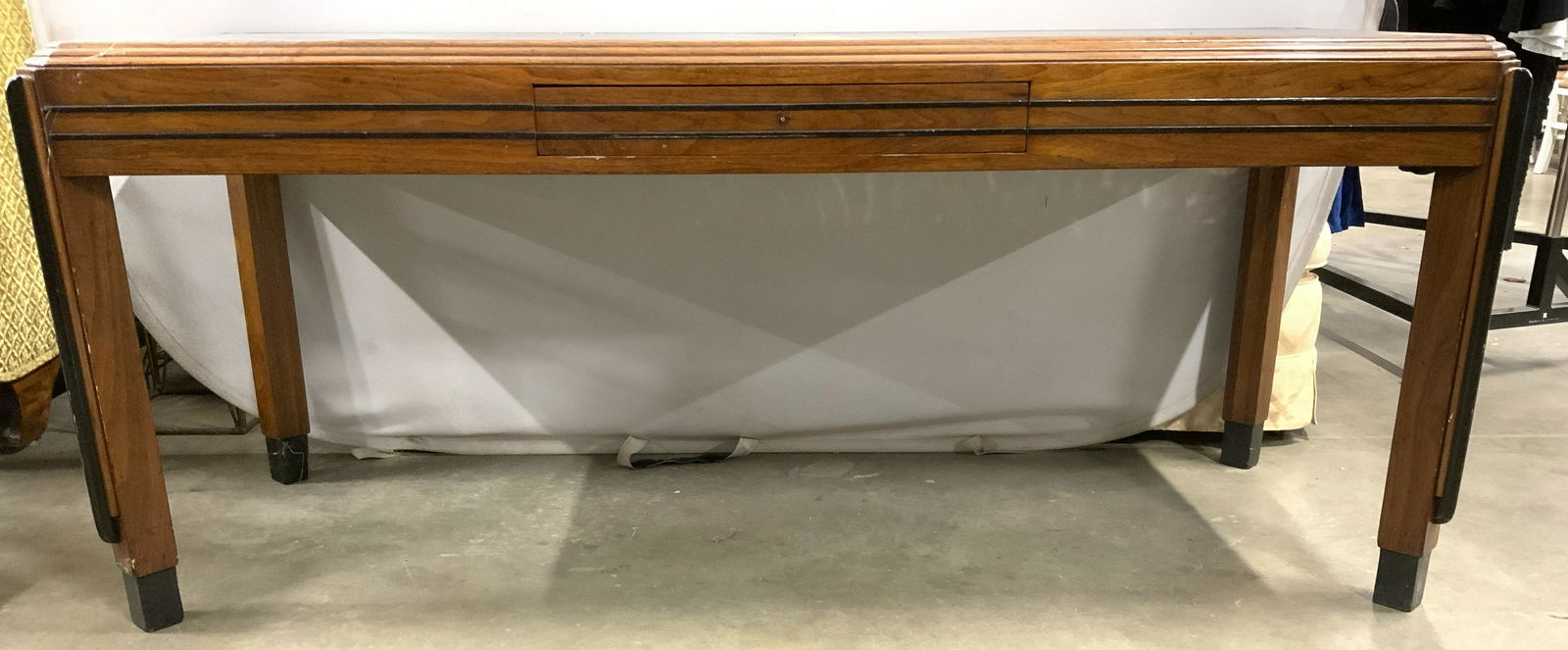 Vintage Art Deco Carved Wooden Desk W Black Top (1 of 11)