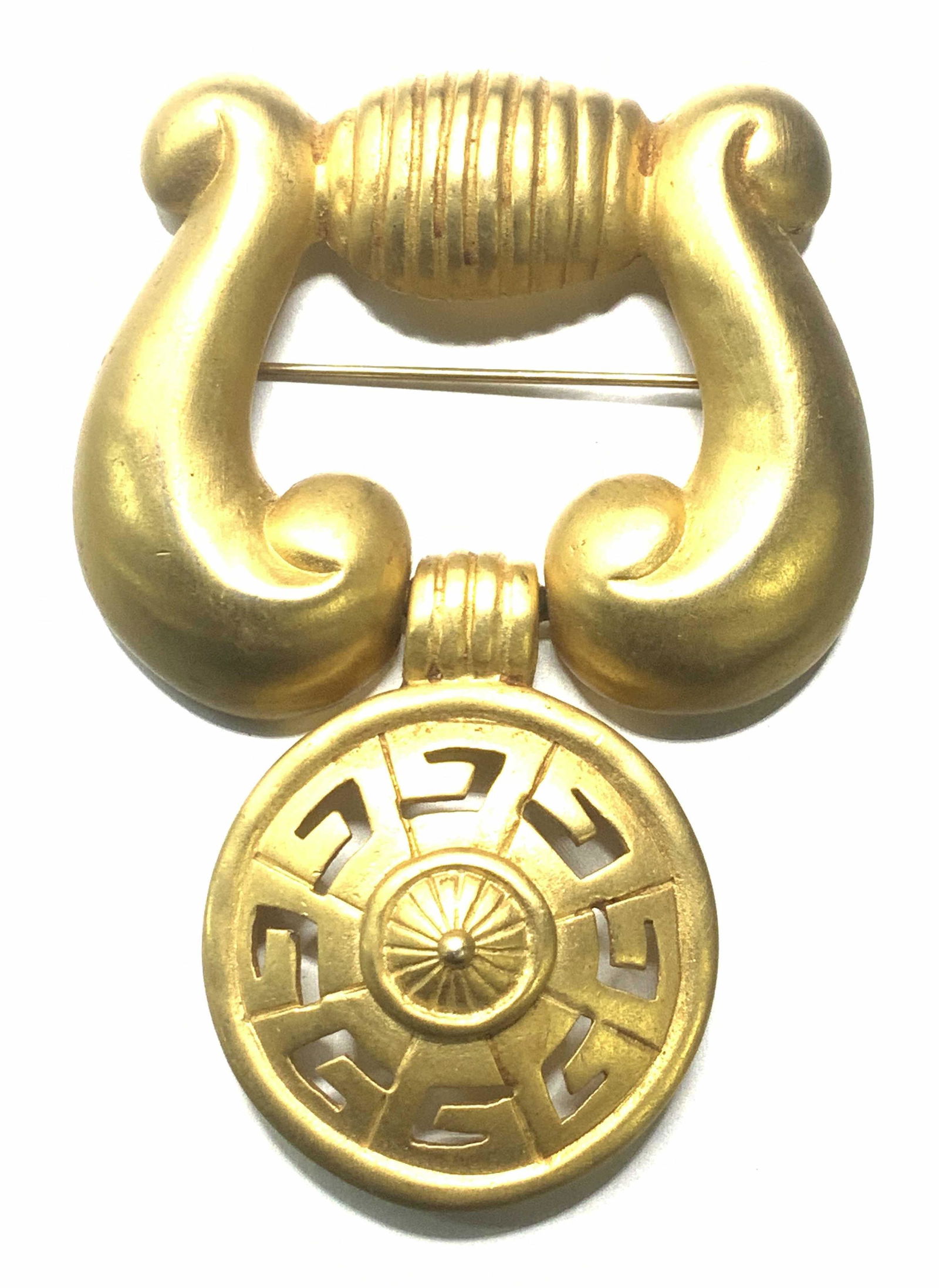 GIVENCHY signed Brushed Gold Tn Statement Brooch (1 of 4)