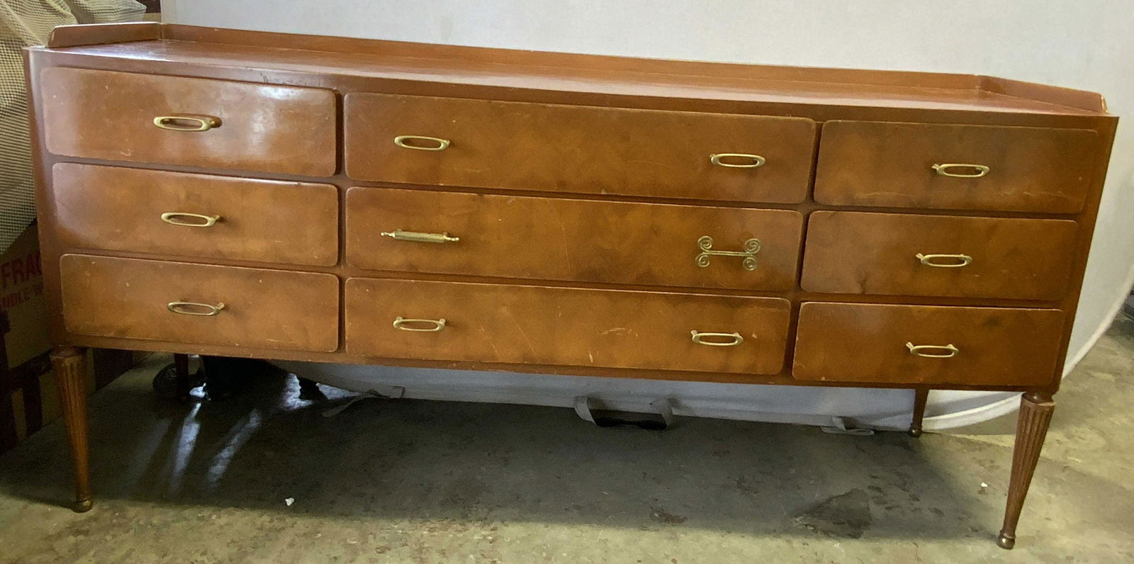 Vintage MCM 9 Drawer Wooden Sideboard Buffet (1 of 12)
