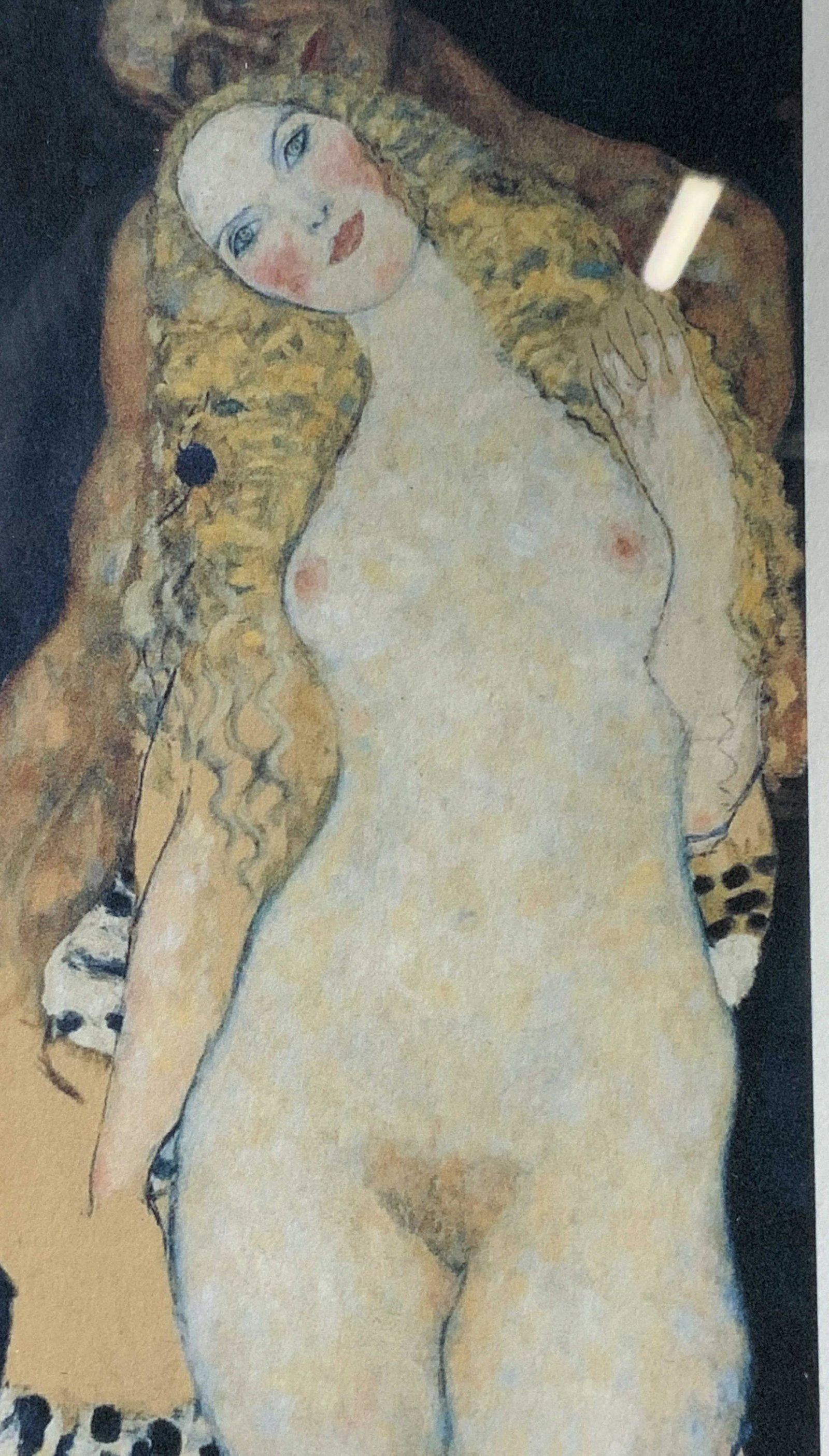 ATTR GUSTAV KLIMT Signed Lithograph of Nude Couple: ATTR GUSTAV KLIMT Signed Lithograph of Nude Couple, signature to lower right reads GUSTAV KLIMT, edition number to lower left reads 31/75, Shows a standing couple in nude against a black background, f