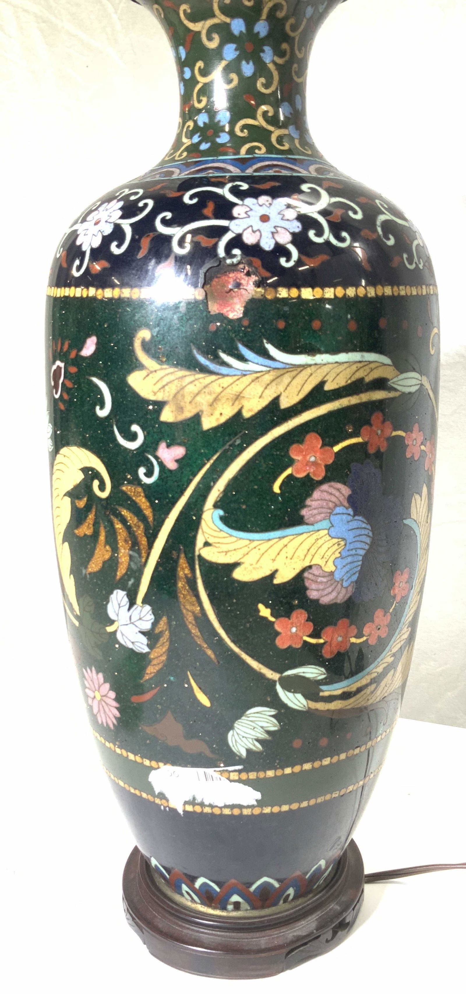 Chinese Cloisonne Table lamp on Asian Stand (1 of 12)