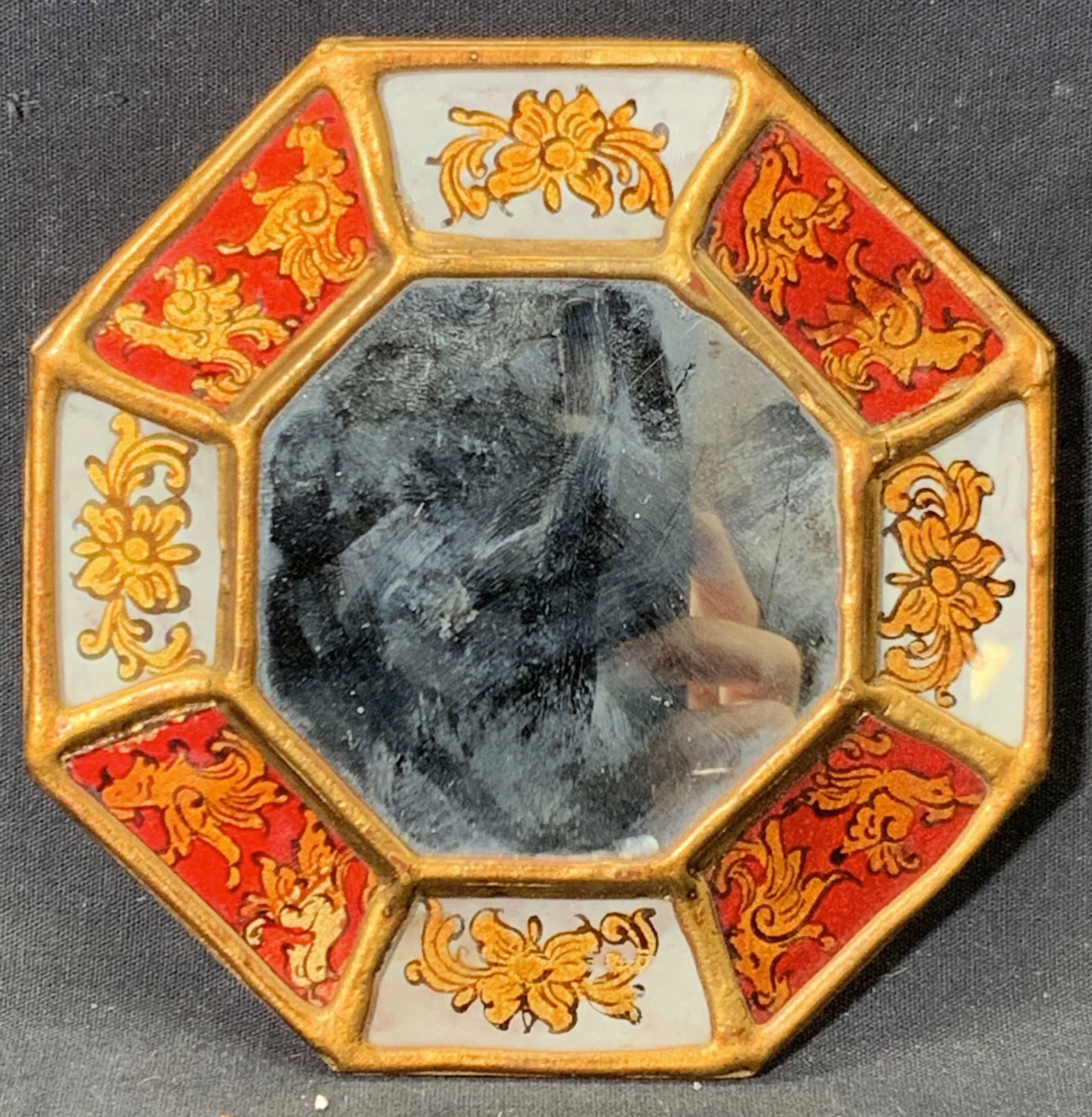 Vintage Octagonal Eglomise Wall Mirror, Peru (1 of 6)