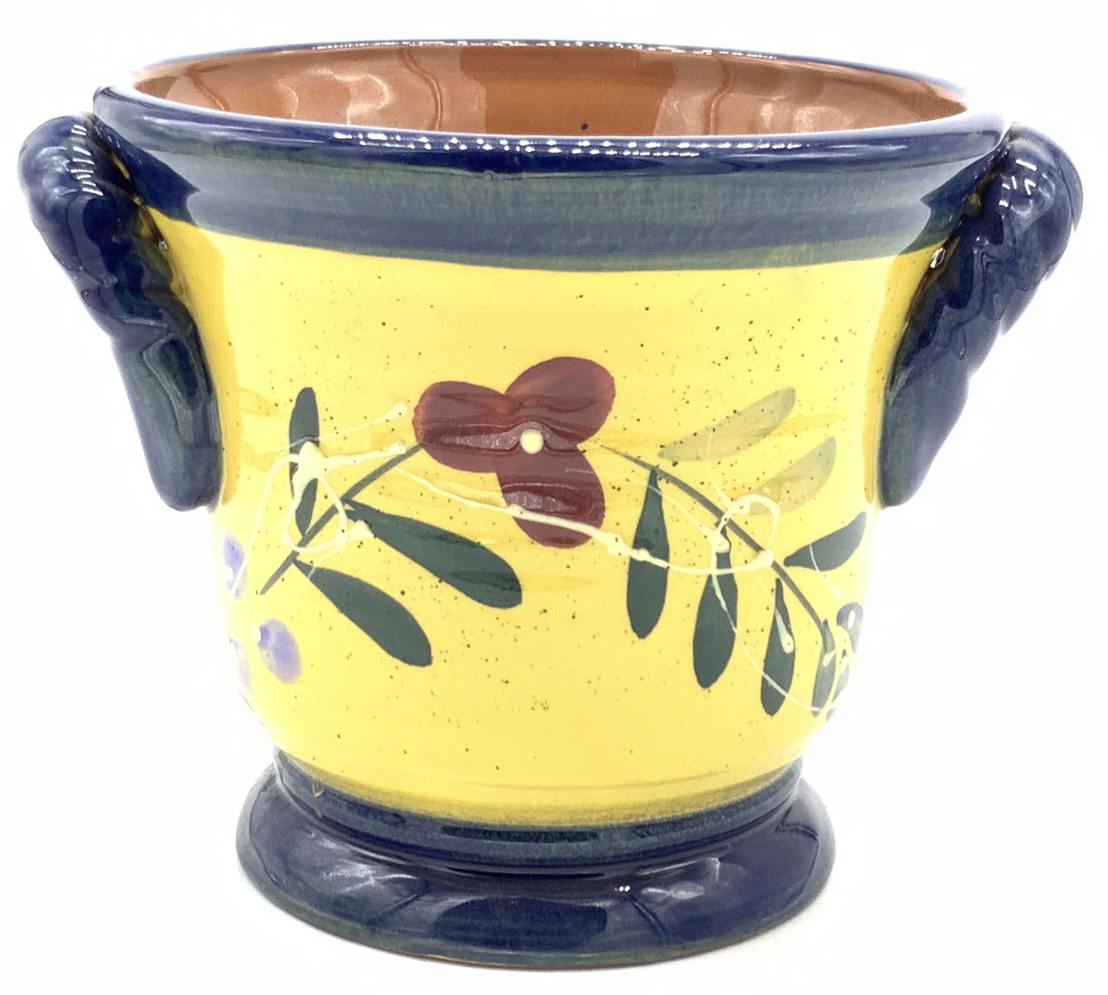 Baum Bros Yellow & Blue Ceramic Cache Pot (1 of 8)