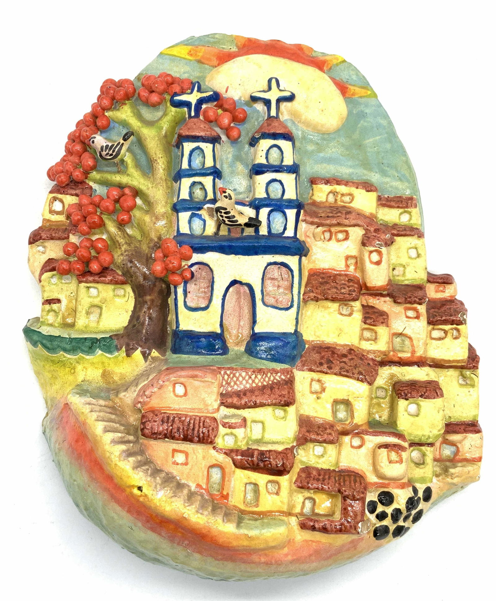 Ceramic Wall Art Of Mexican Town & Church (1 of 10)