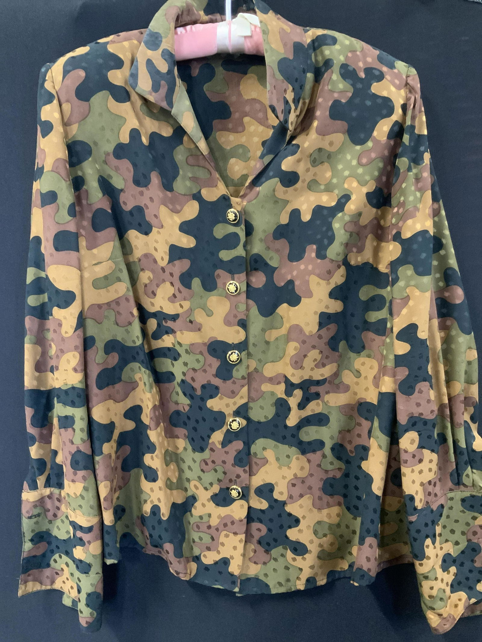 Vtg  Puzzle Pattern Silk Blouse (1 of 7)