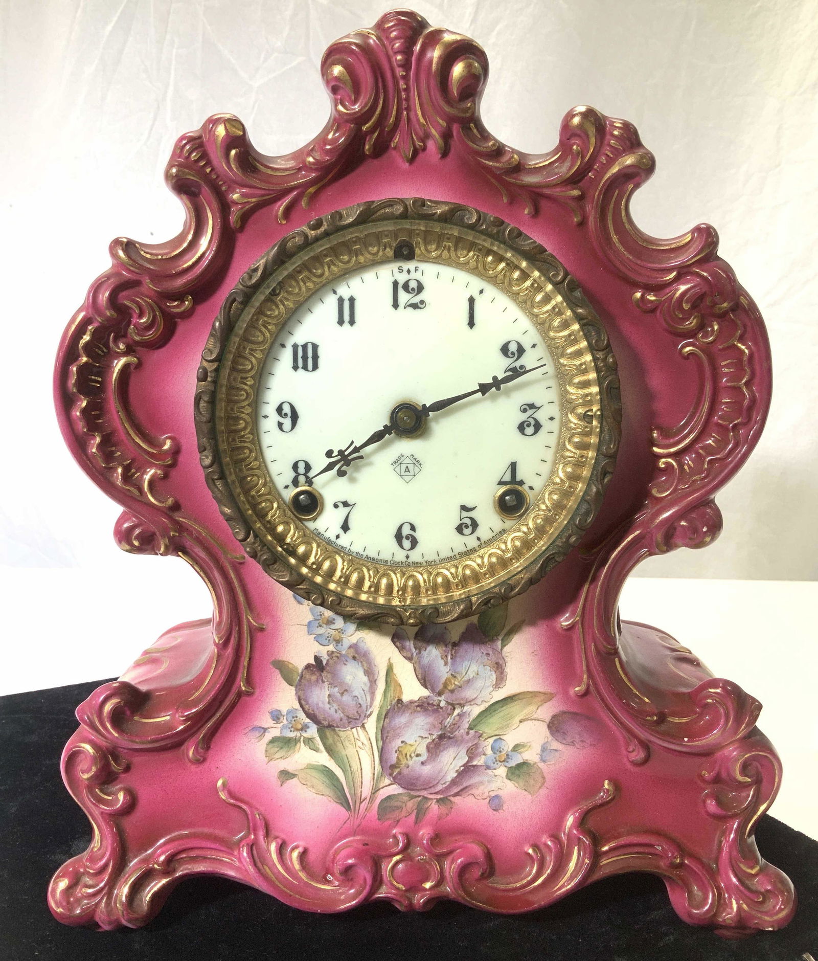 ANSONIA Hand Panted Porcelain Mantle Clock (1 of 13)