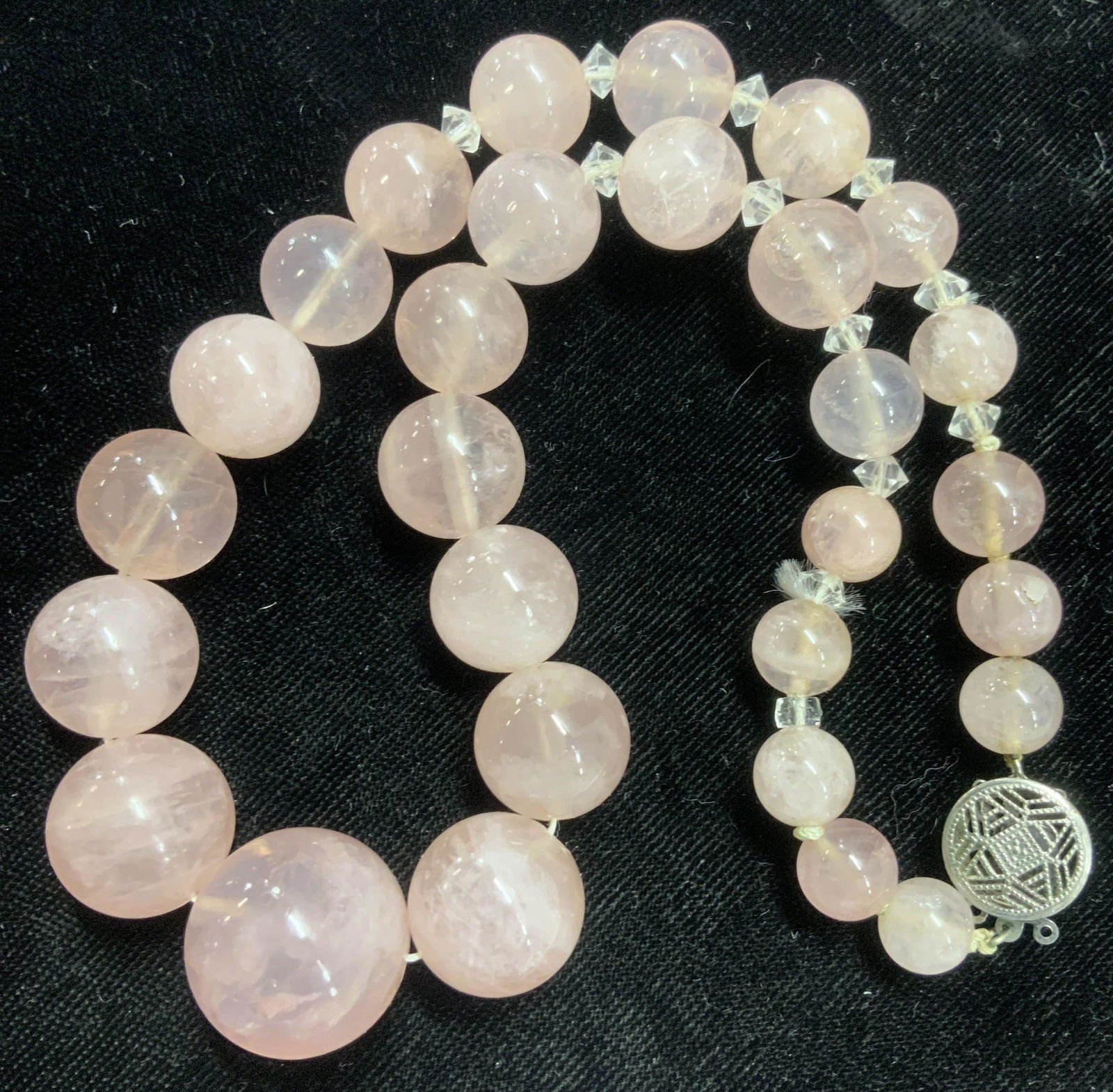 Graduated Rose Quartz Bead Necklace (1 of 4)