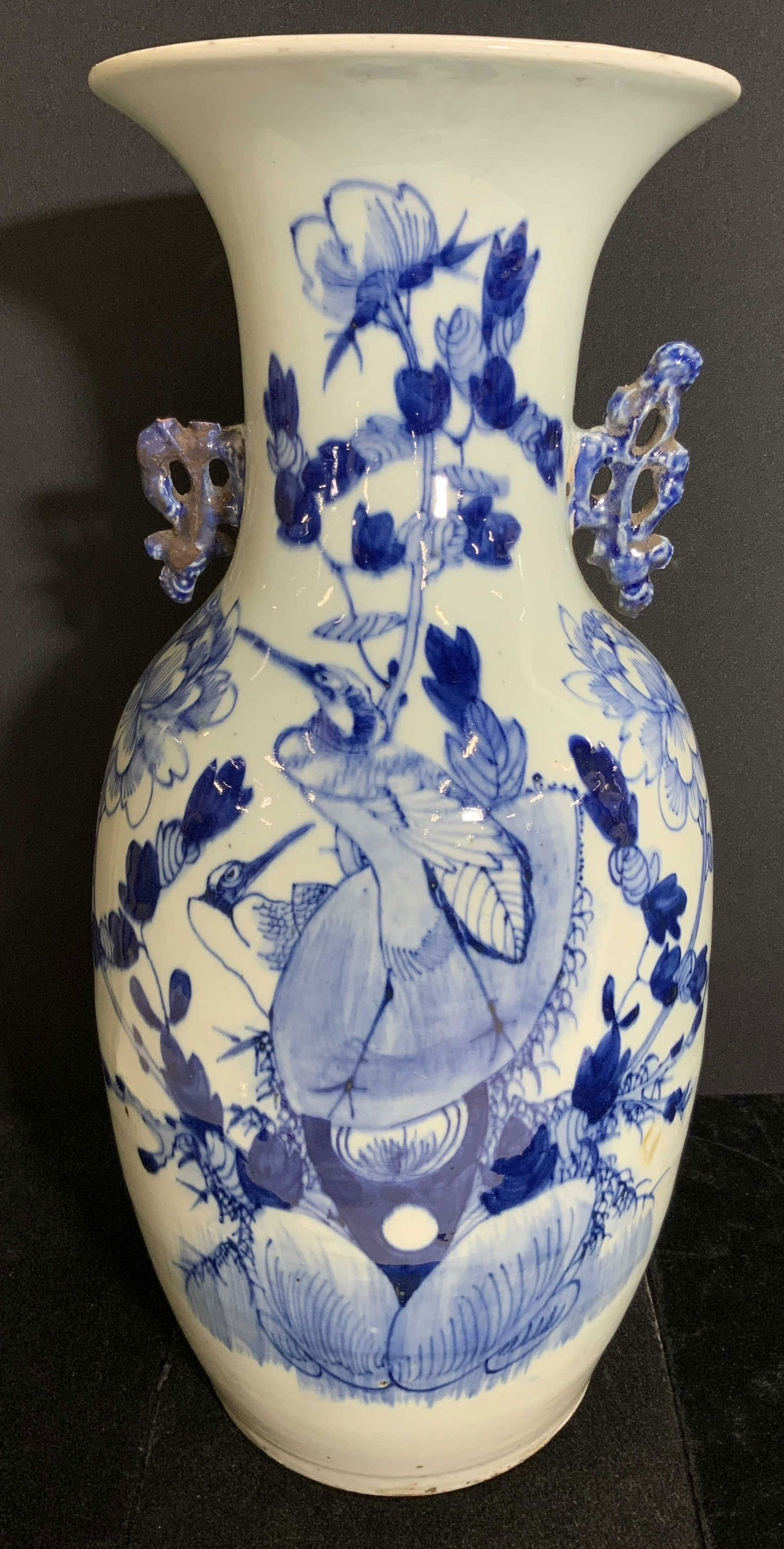 Vintage Oversized Asian Ceramic Bird Motif Vase (1 of 12)