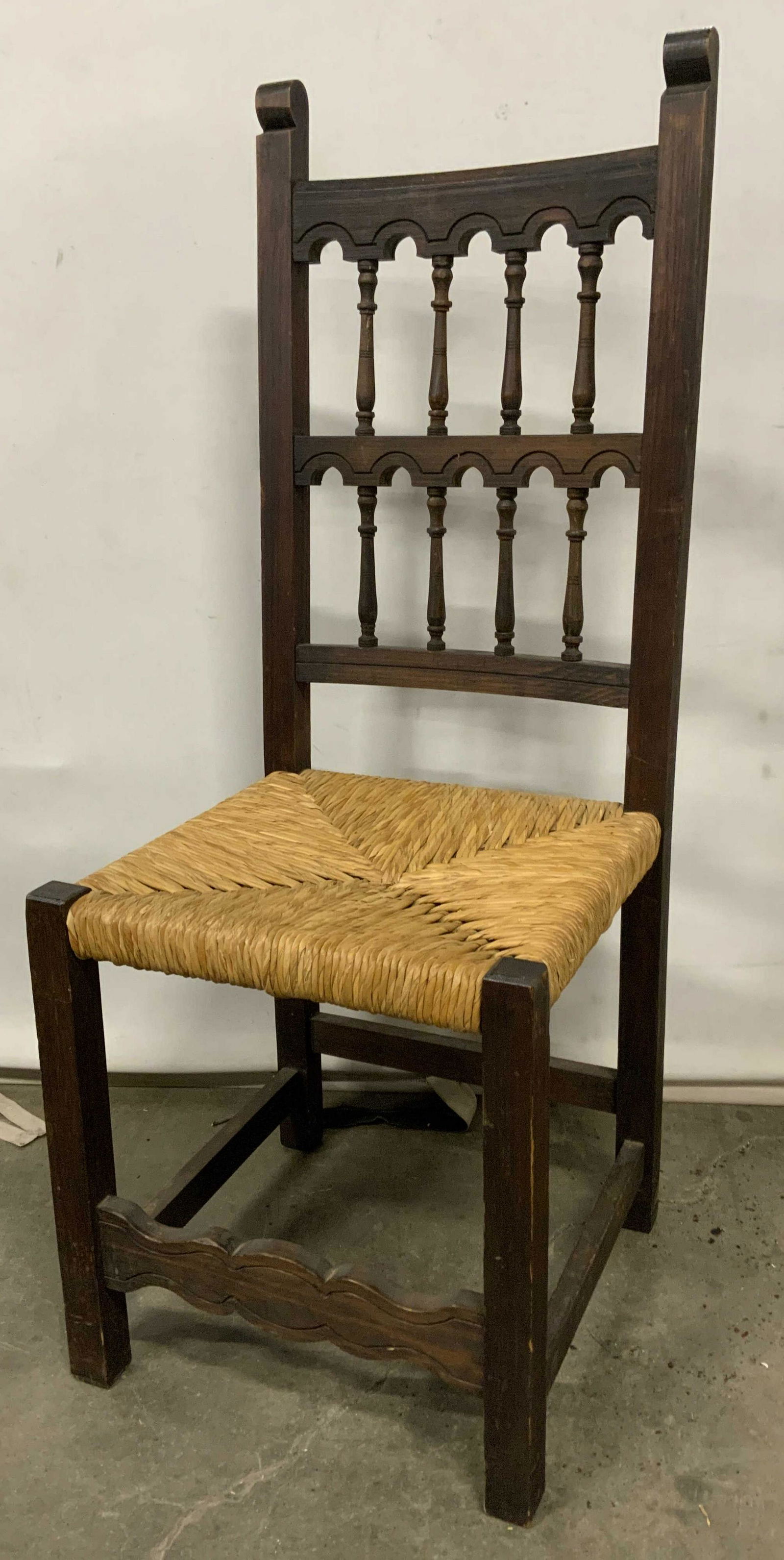 Vintage Wooden Side Chair w Rush Seating (1 of 8)