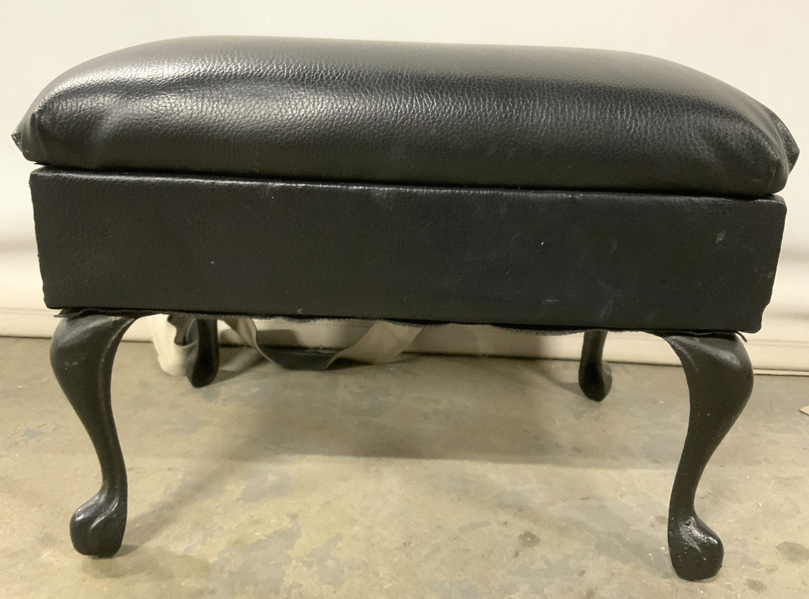 Vintage Leather Footstool W Metal Legs (1 of 7)
