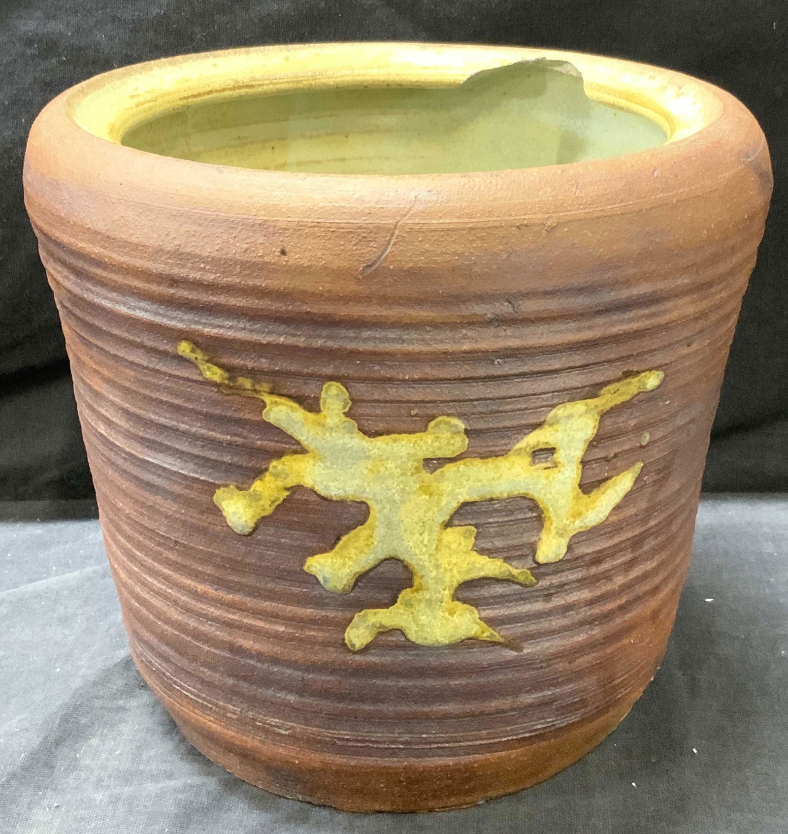 Handmade Asian Salt Glaze Ceramic Cache Pot (1 of 4)