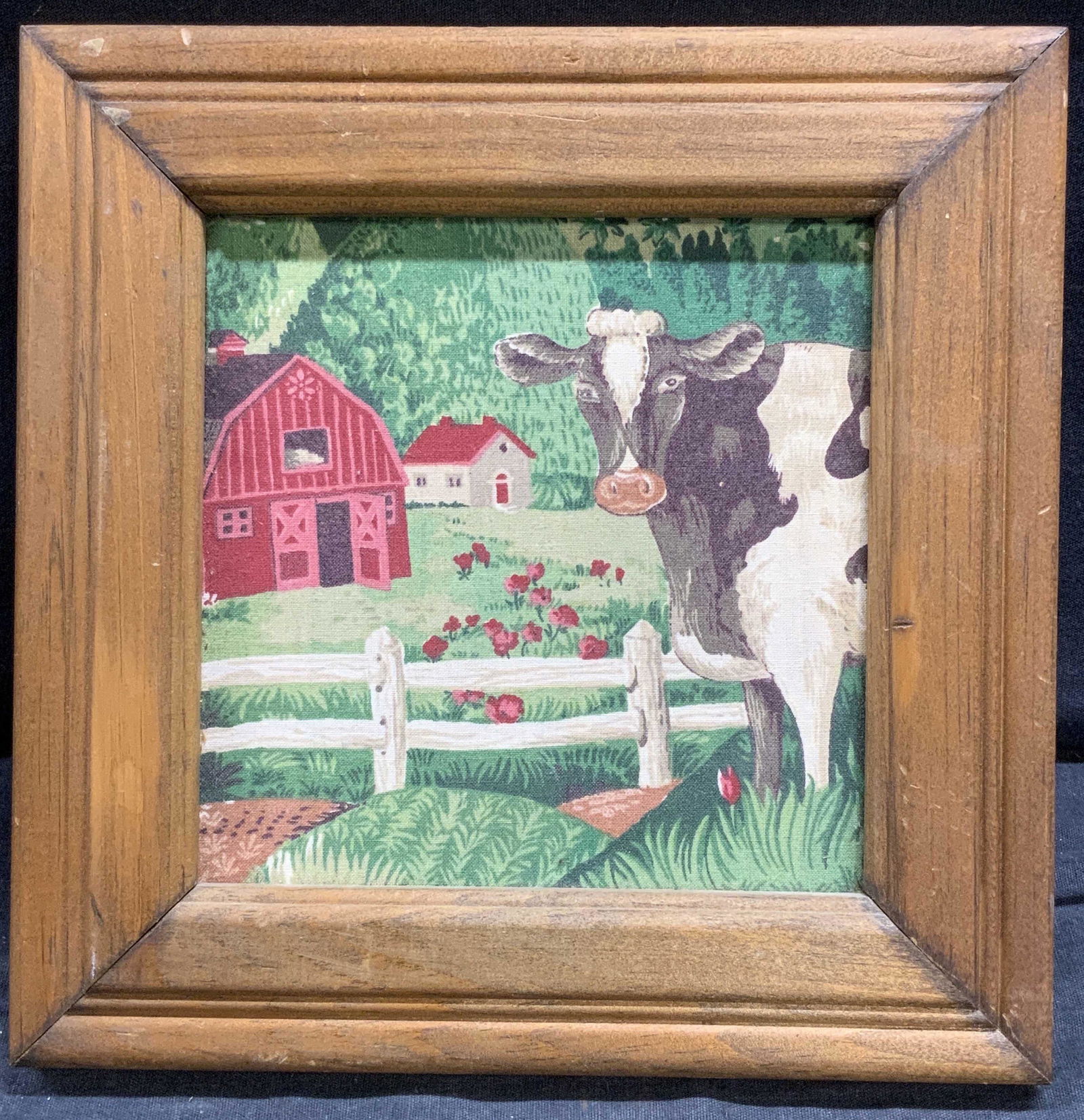 Vintage Painted Textile in Frame of Dairy Farm (1 of 4)