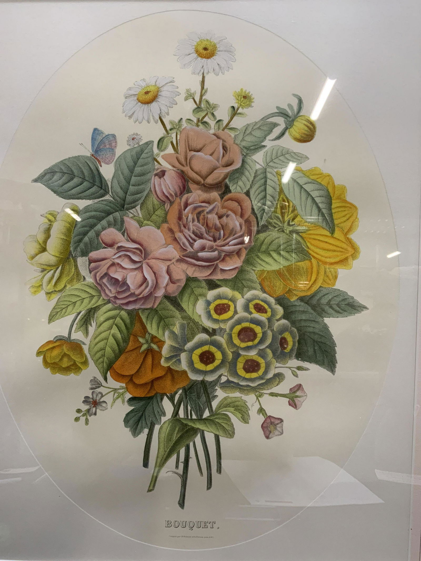 Framed Rose Floral Bouquet Chromolith (1 of 10)