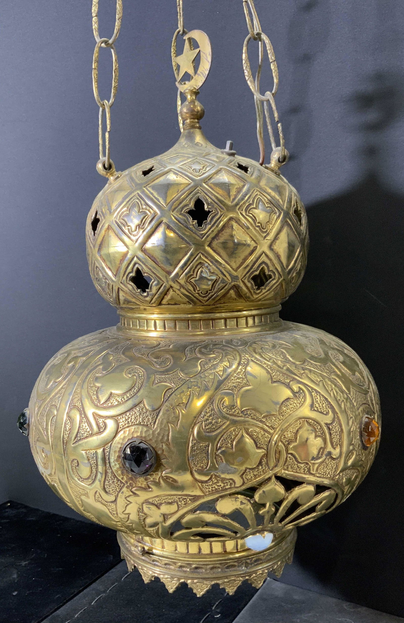 Cut & Hammered Brass Light Fixture (1 of 6)