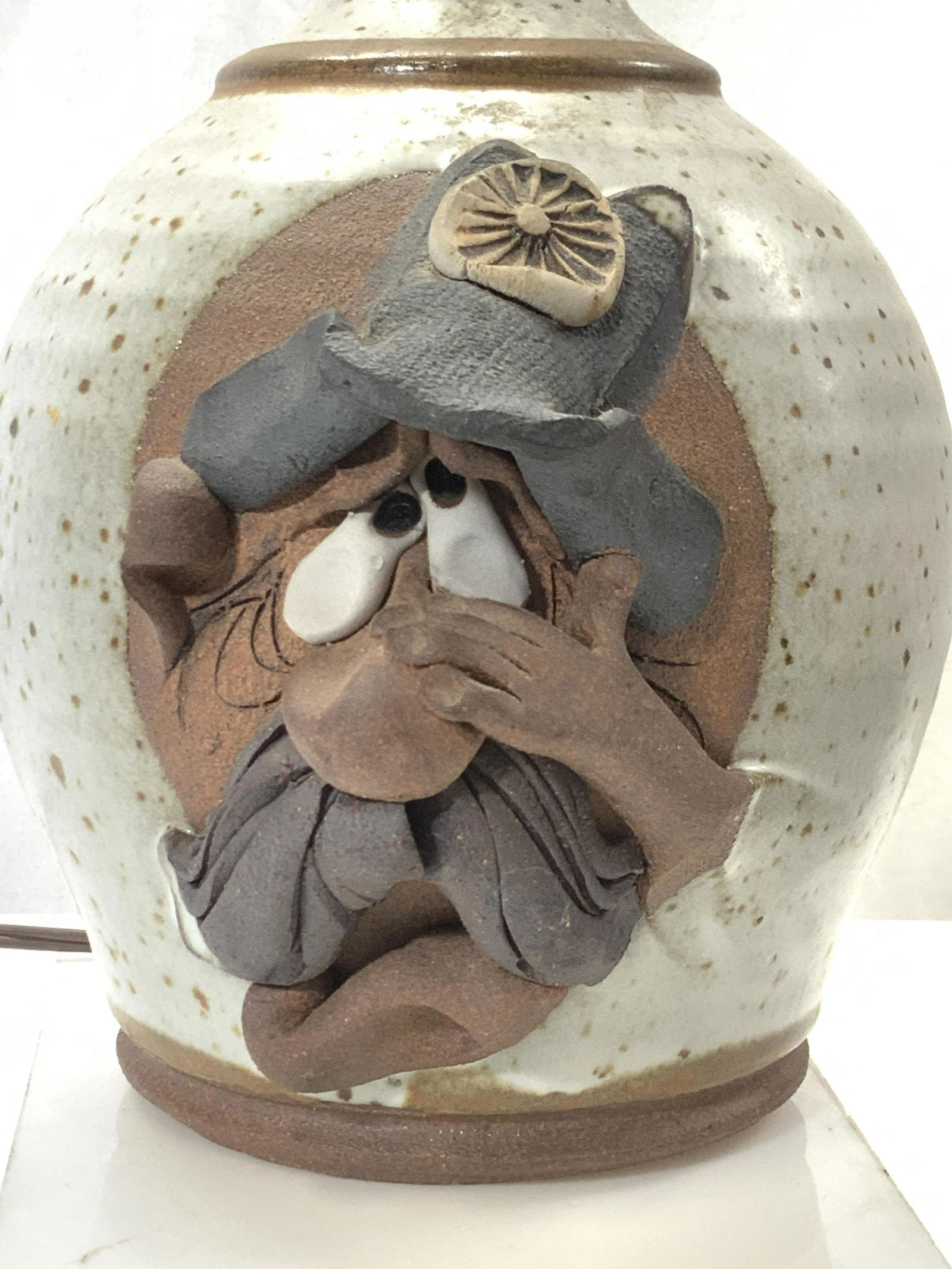 Salt Glazed Stoneware Lamp with Figural (1 of 5)