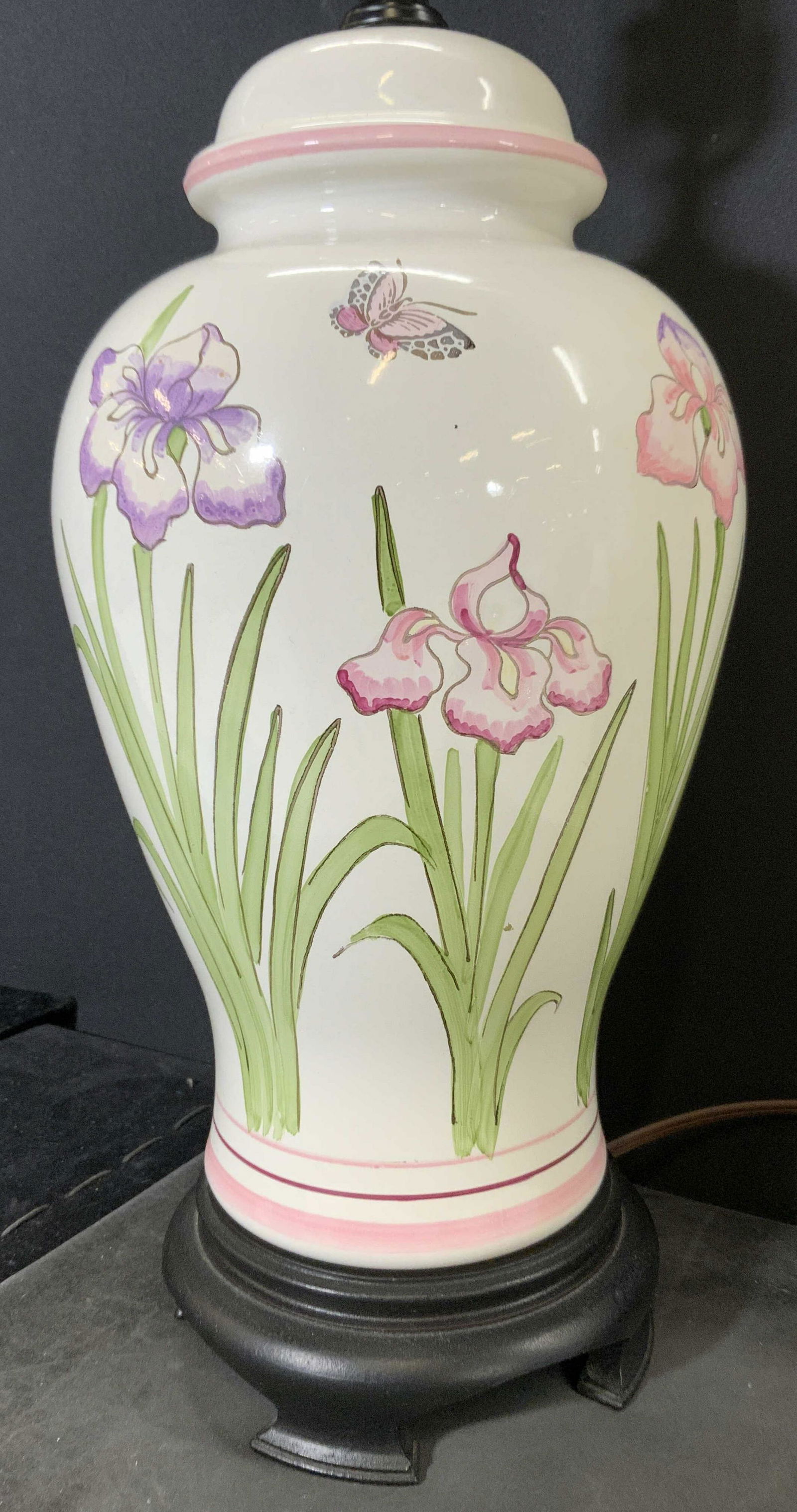 Hand Painted Iris Ginger Jar Lamp (1 of 6)