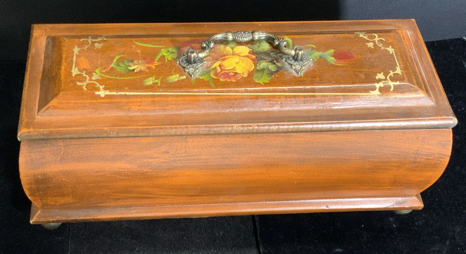 Vintage Hand Painted Wooden Keepsake Box, Lidded (1 of 11)