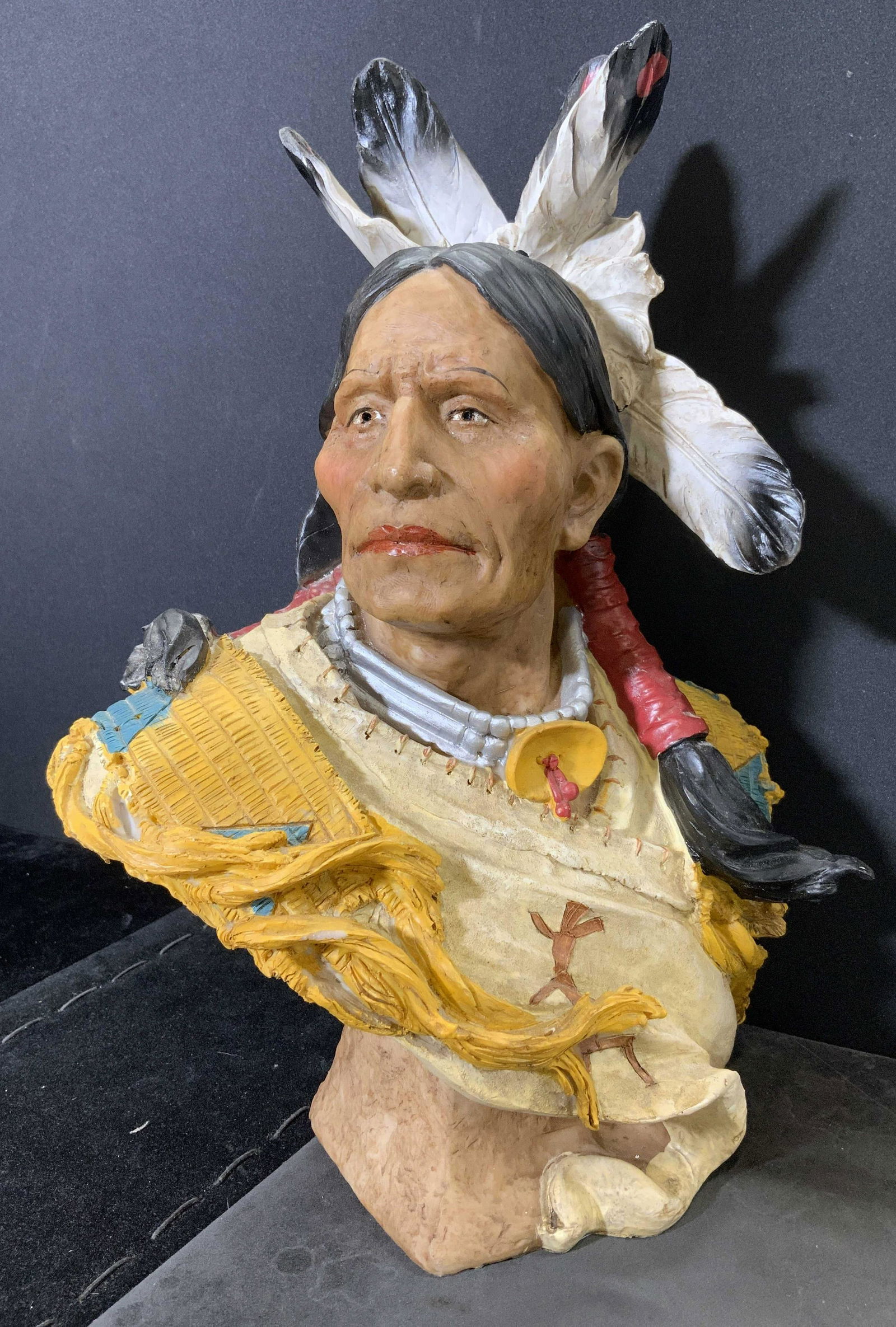 Hand Painted Bust of Native American Man (1 of 9)