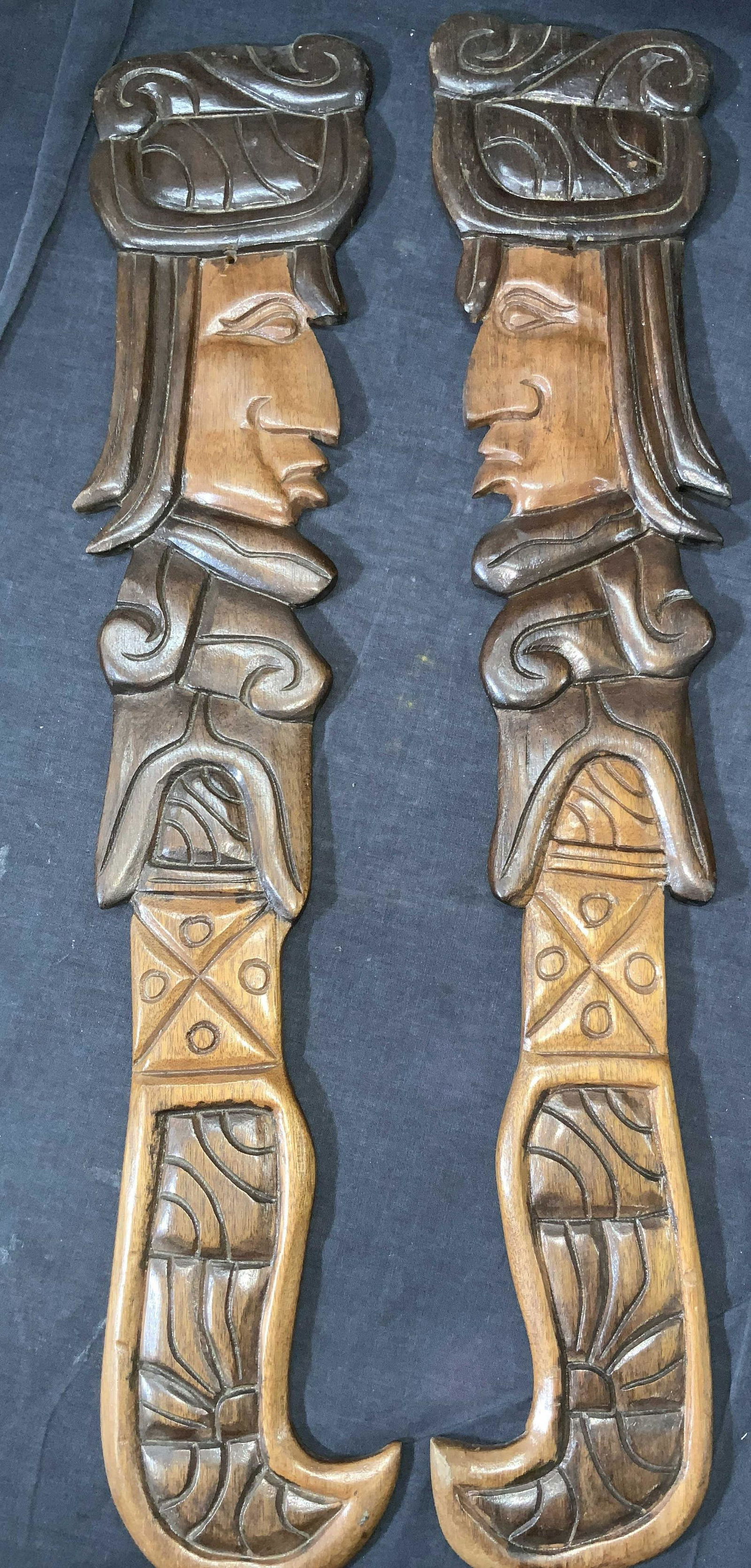 Signed Honduras Carved Wooden Wall Art (1 of 9)