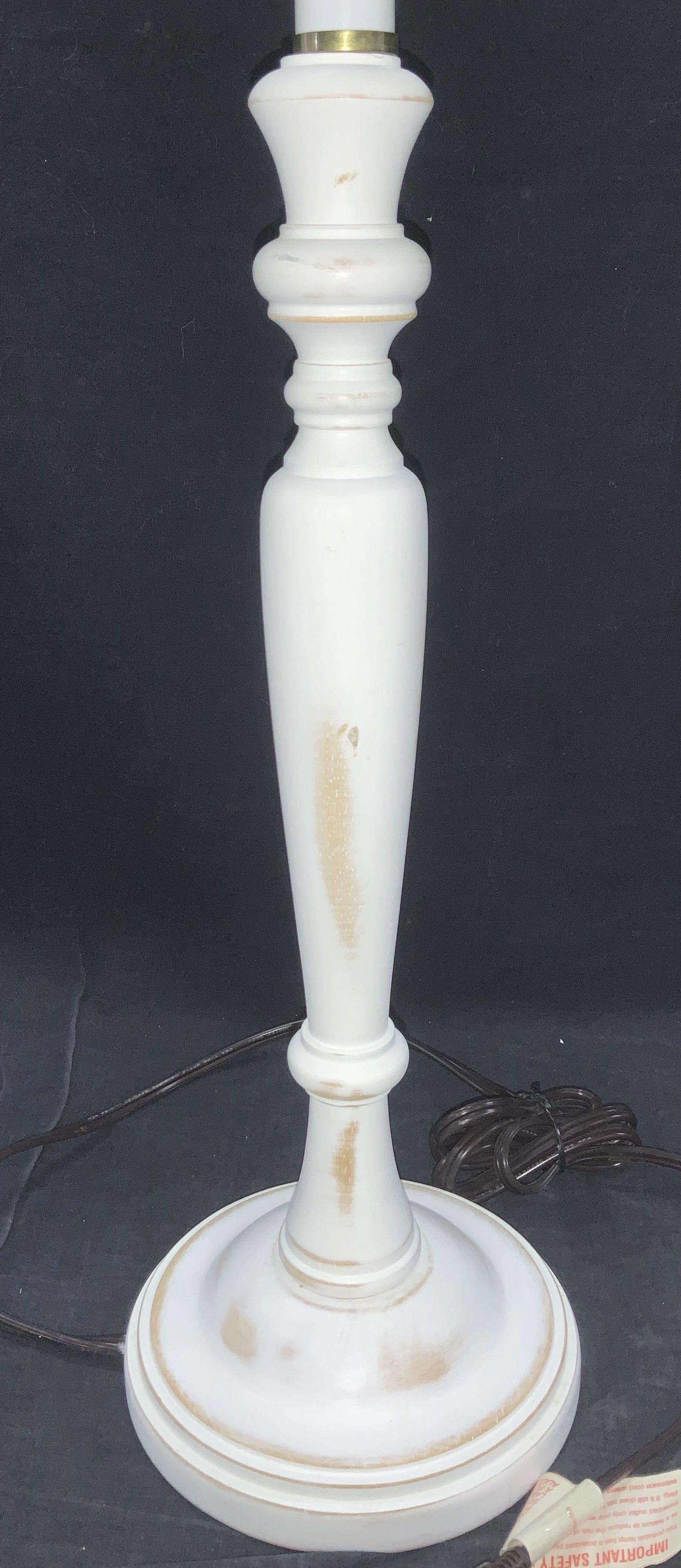 Shabby Chic Whitewash Wood Pedestal Lamp (1 of 6)