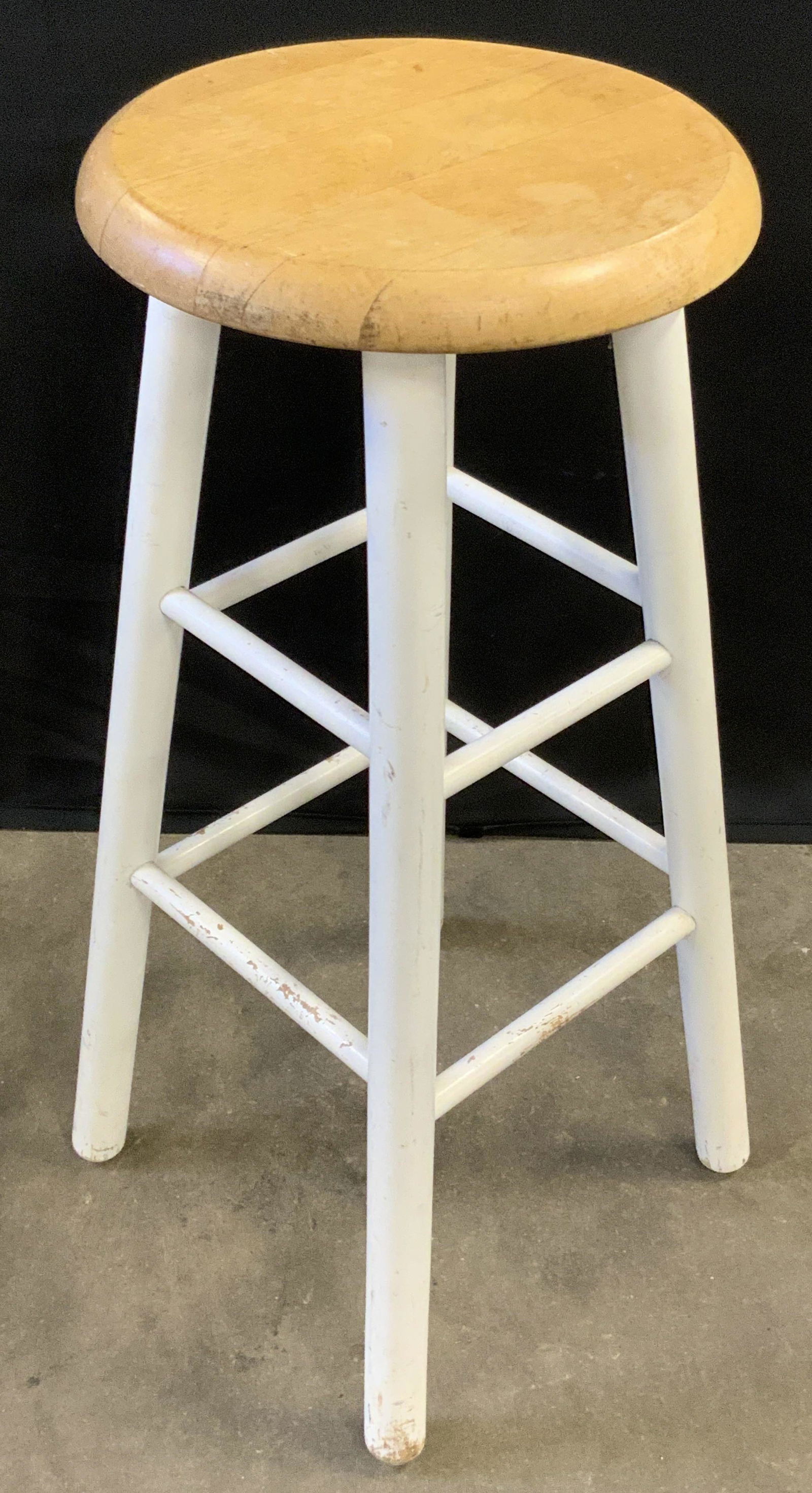 Vintage Round Seated Wooden Stool (1 of 7)